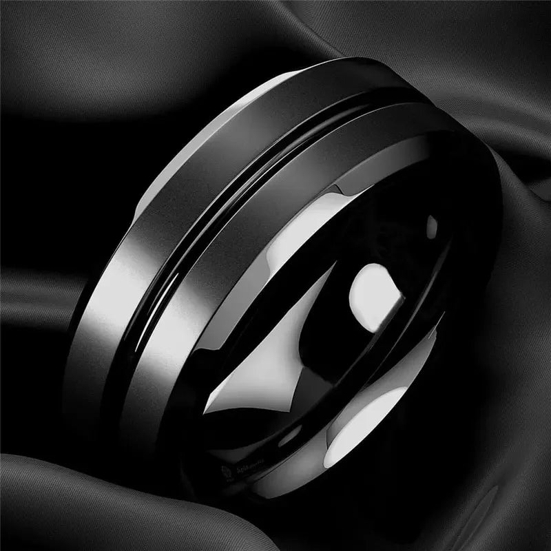 Wholesale Black Groove Matte Wedding Engagement Party Gift Anniversary Rings For Women Jewelry