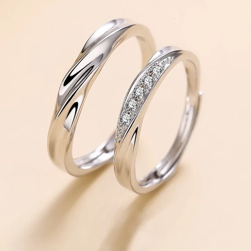New Trendy Luxury Couple Rings for Women Men Dazzling Square Zirconia Delicate Ring Wedding Valentine's Day Romantic Jewelry