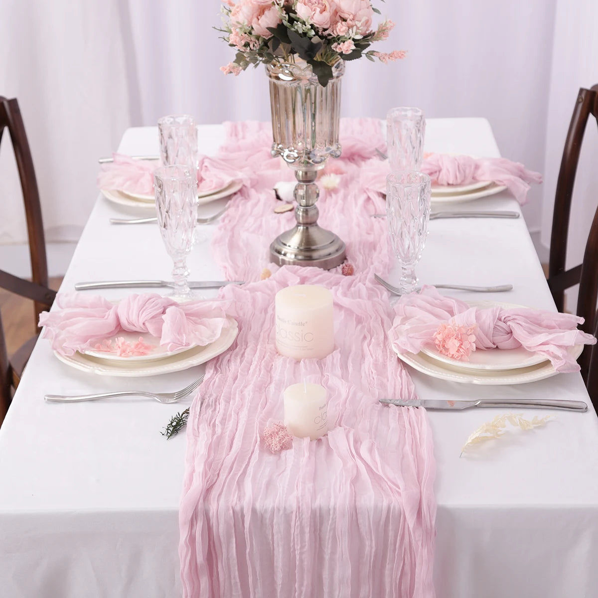 Semi-Sheer Gauze Table Runner Sage Cheesecloth Table Setting Dining Vintage Wedding Party Christmas Banquets Arches Cake Decor
