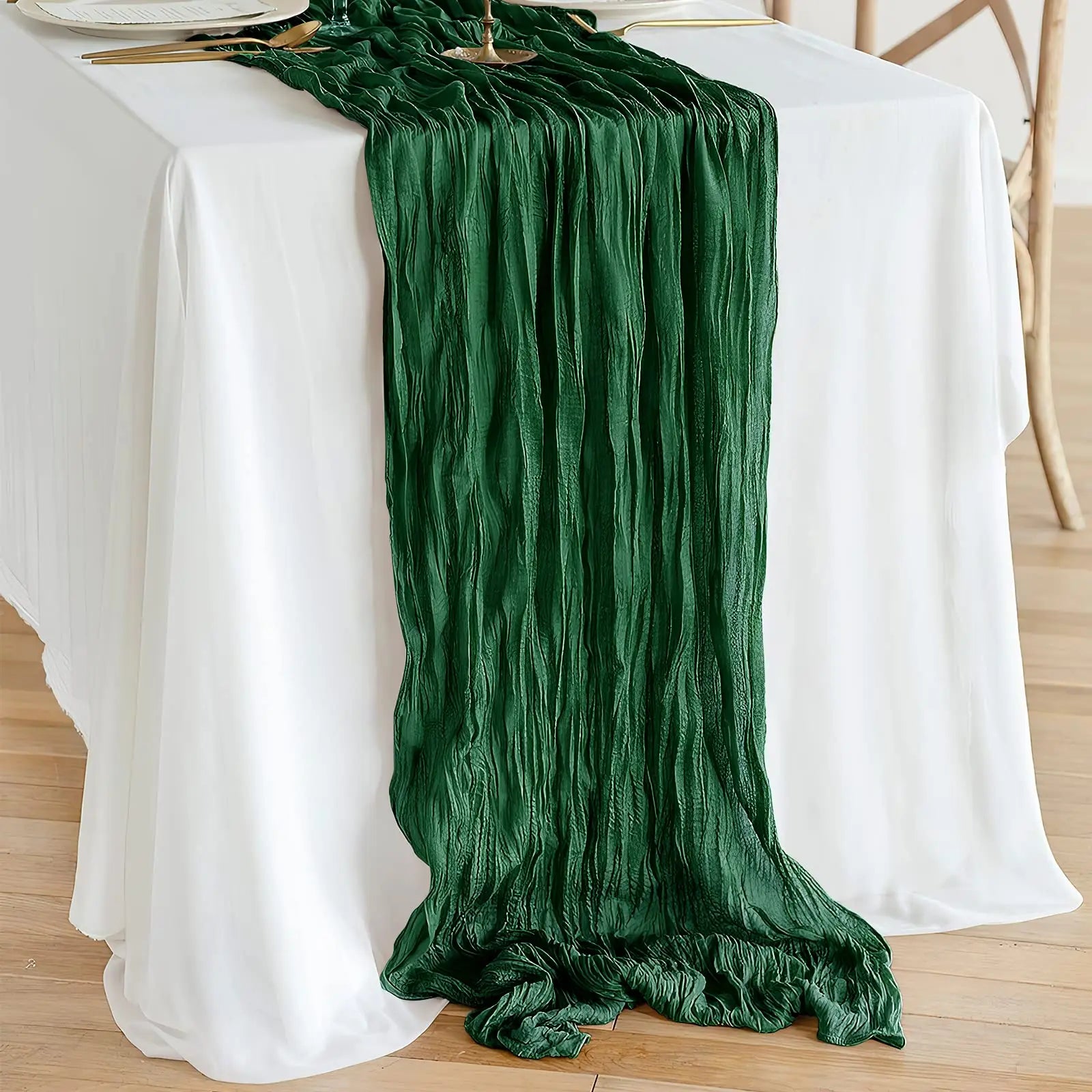 Semi-Sheer Gauze Table Runner Sage Cheesecloth Table Setting Dining Vintage Wedding Party Christmas Banquets Arches Cake Decor