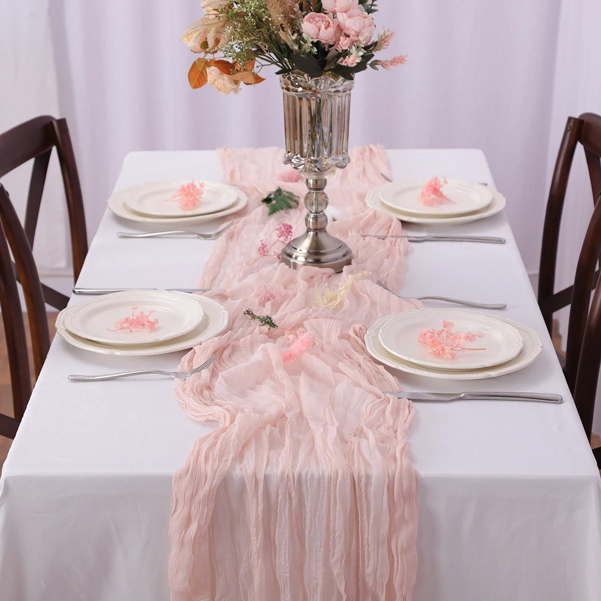Semi-Sheer Gauze Table Runner Sage Cheesecloth Table Setting Dining Vintage Wedding Party Christmas Banquets Arches Cake Decor