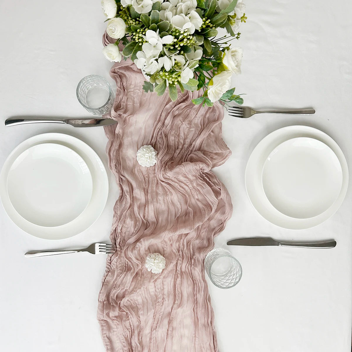 Semi-Sheer Gauze Table Runner Sage Cheesecloth Table Setting Dining Vintage Wedding Party Christmas Banquets Arches Cake Decor