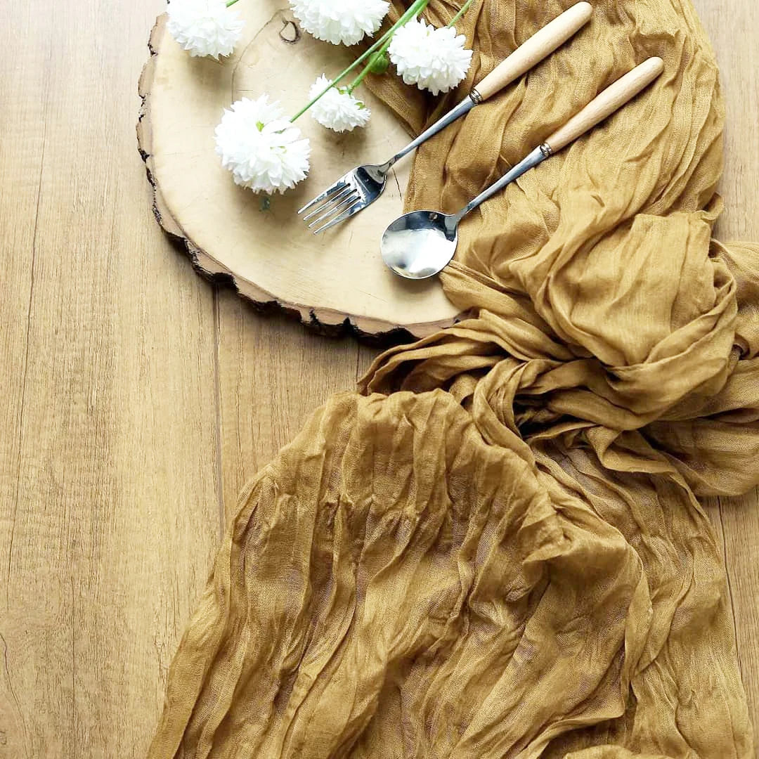 Semi-Sheer Gauze Table Runner Sage Cheesecloth Table Setting Dining Vintage Wedding Party Christmas Banquets Arches Cake Decor