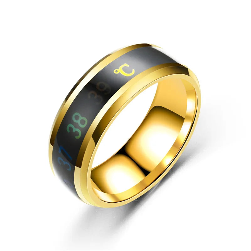 Titanium Steel Titanium Steel Mood Rings | Intelligent & Sensitive Couple Jewelry Temperature Couple Ring Mood Emotion Feeling Intelligent Sensitive Rings For Women Men Waterproof Jewelry Gift