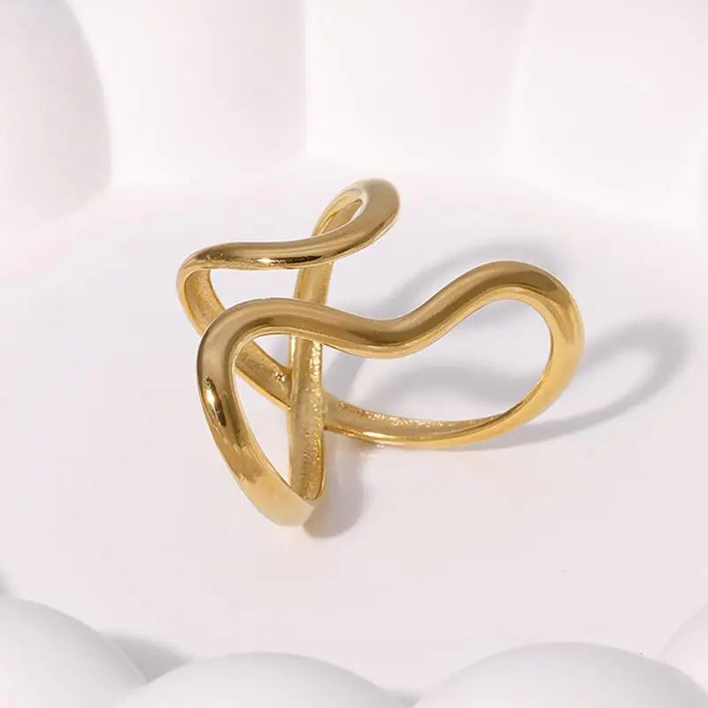 18K Gold Plated Open Ring | Trendy Stainless Steel Jewelry for Women Stainless Steel Waterproof Open Ring Personality Charms PVD Real Gold 18K Plated Trendy Jewelry for Women
