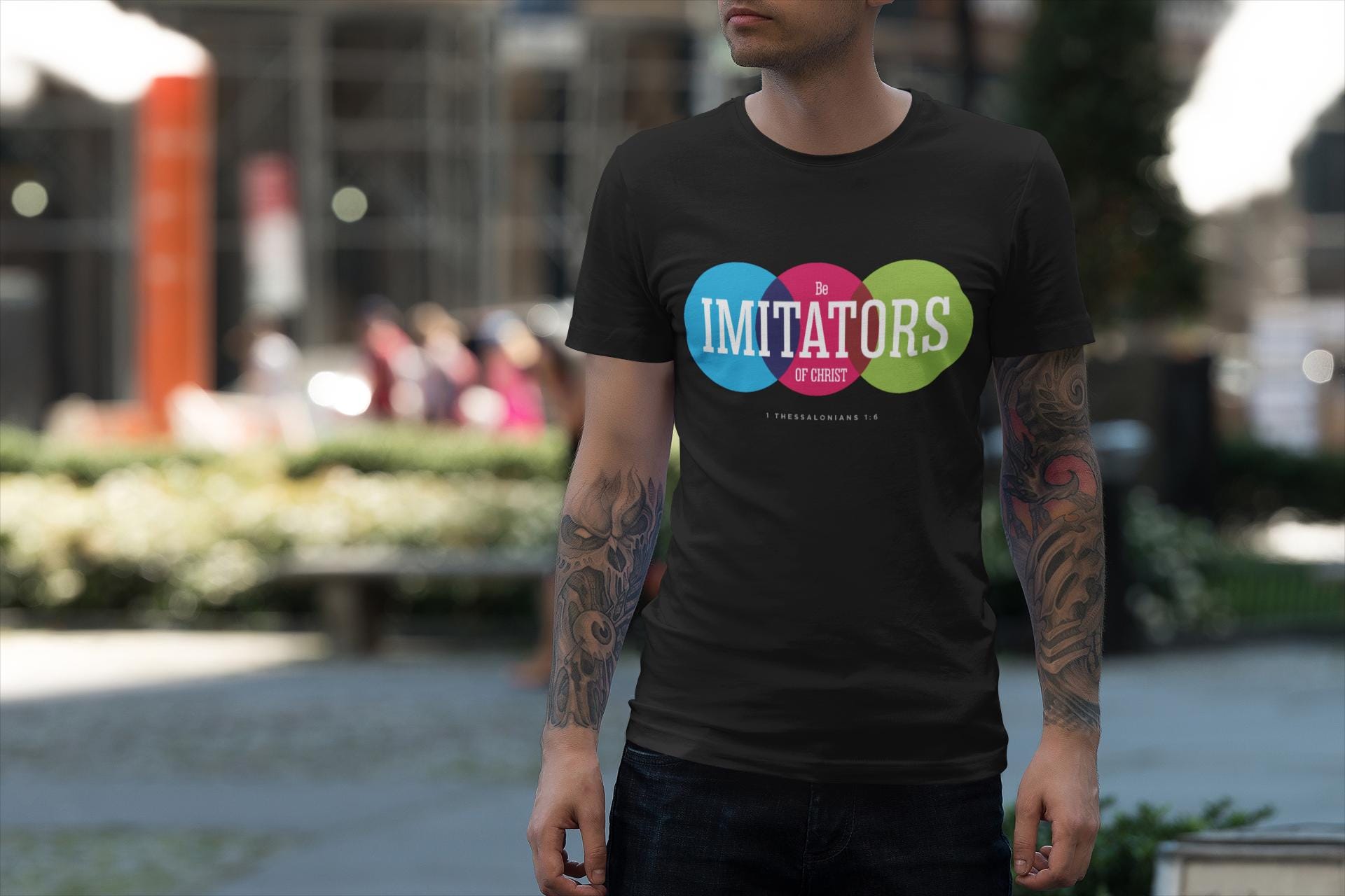 Graphic T-Shirt For Christian Men Women Bible Verse Tee "Be Imitators Of Christ" Scripture Tee Christian Apparel White Black
