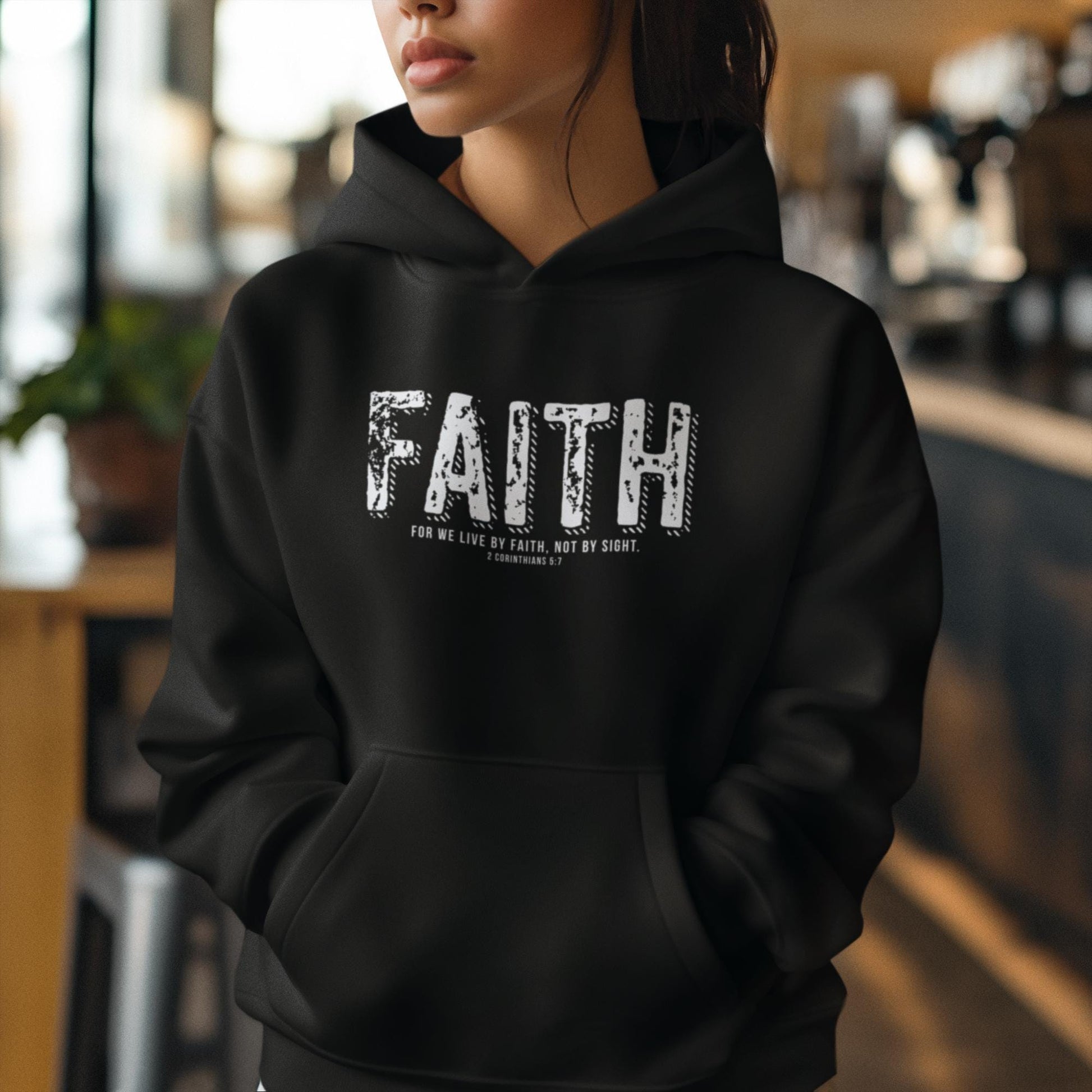 Christian Pullover Hoodie For Christian Men Women Pullover Hoodie Sweatshirt Christian Apparel For We Live By Faith Bible Verse