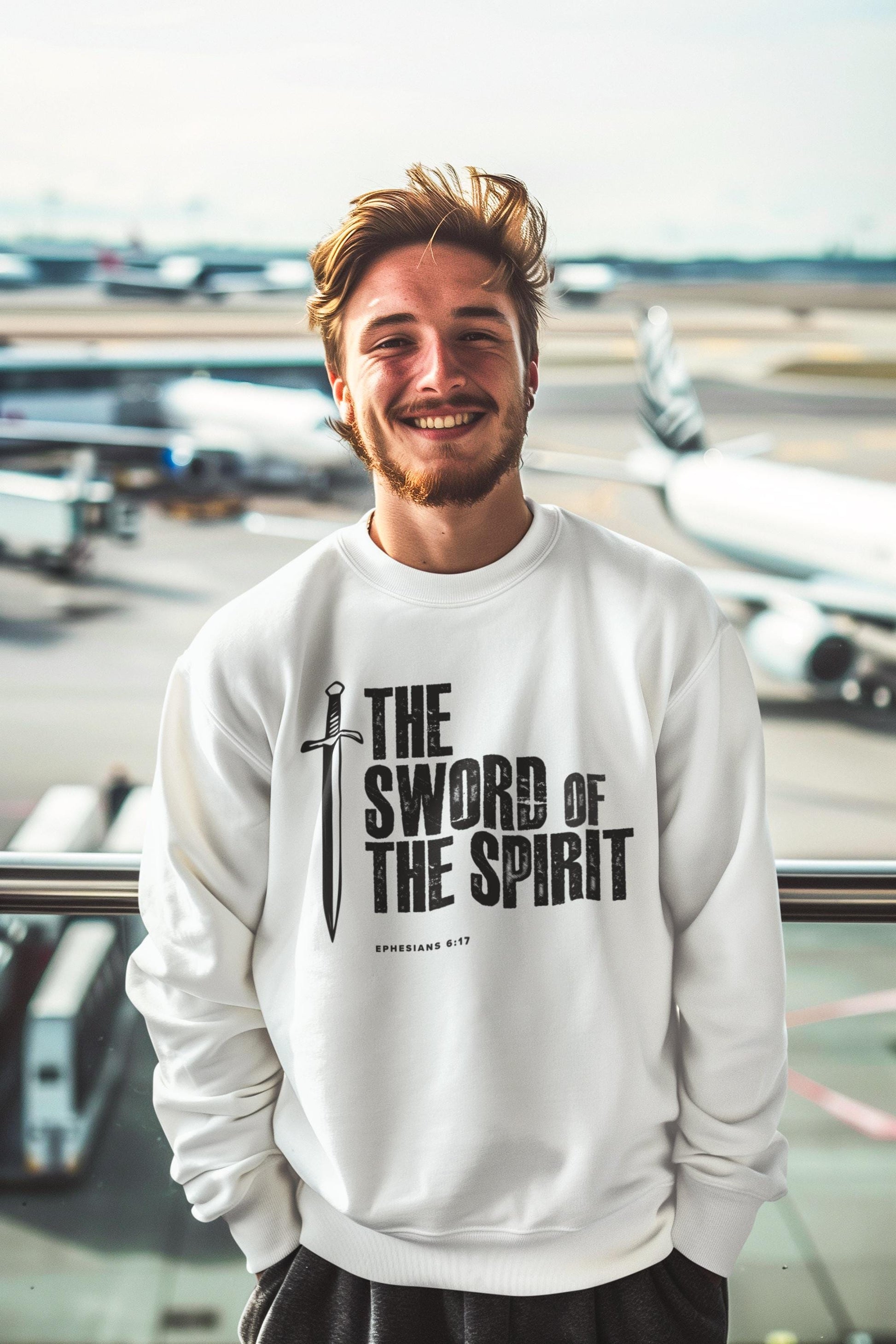 Sweatshirt Bible Verse For Men Women For Christian Gift Sweatshirt Apparel Clothing The Sword And The Spirt Bible Verse White Sweatshirt