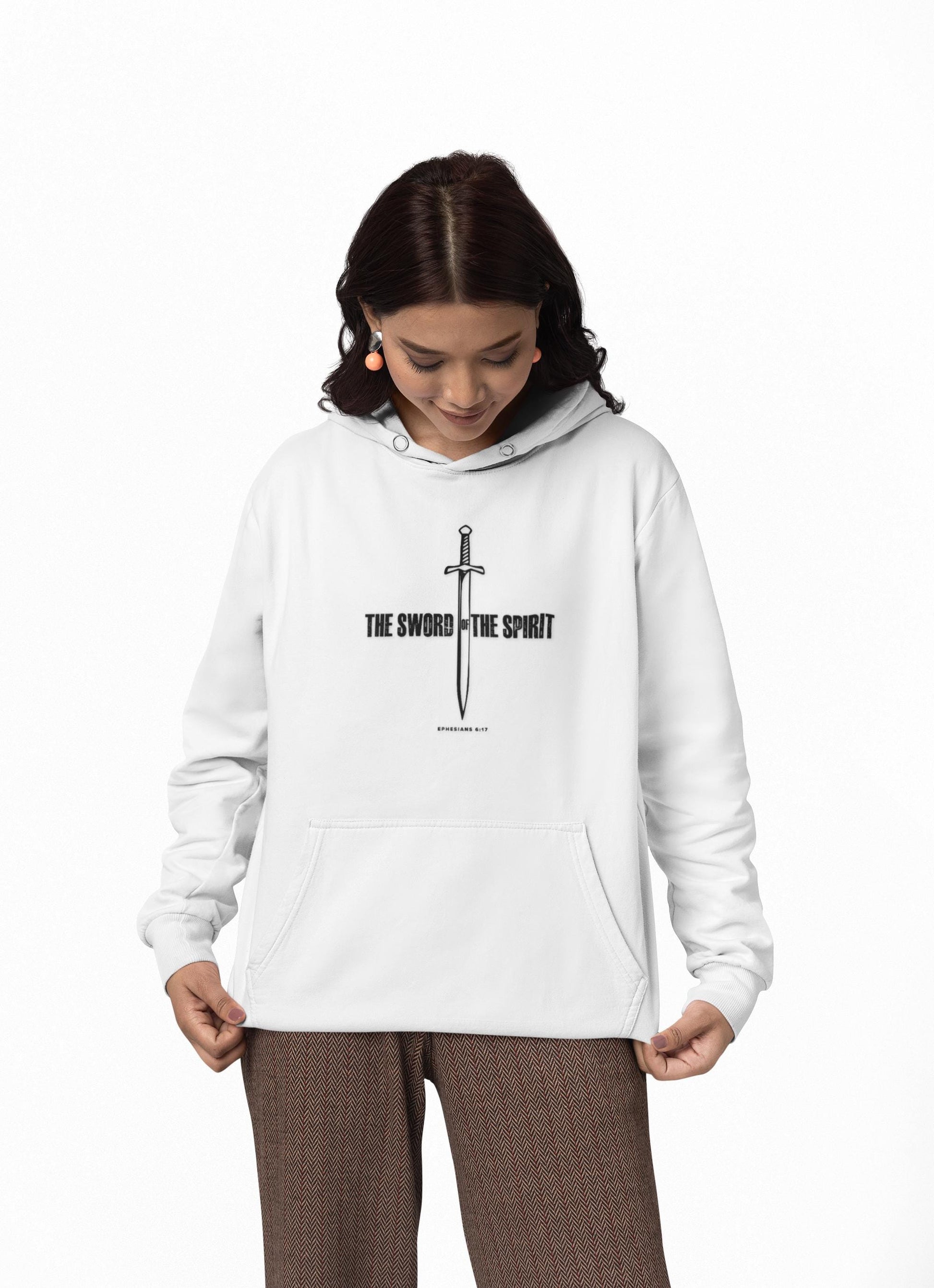 Inspirational Unisex Hooded Sweatshirt For Christian Men Women Gift For Mom Dad Hooded Bible Verse Sweatshirt Sword of the Spirit Apparel