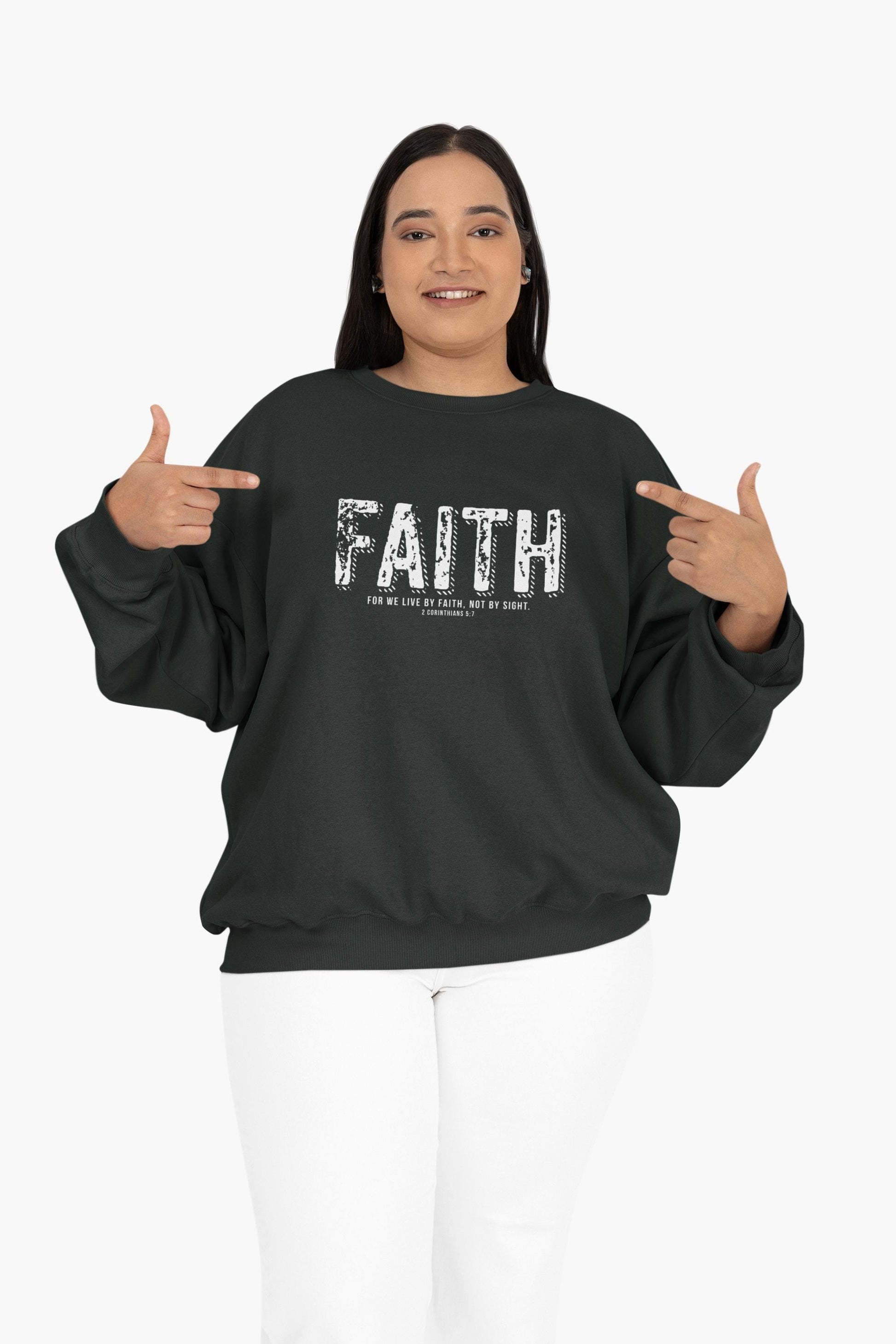 Christian Sweatshirt For Christian Men Women Bible Verse For We Live By Faith  2 Corinthians Christian Women Sweatshirt Christian Apparel
