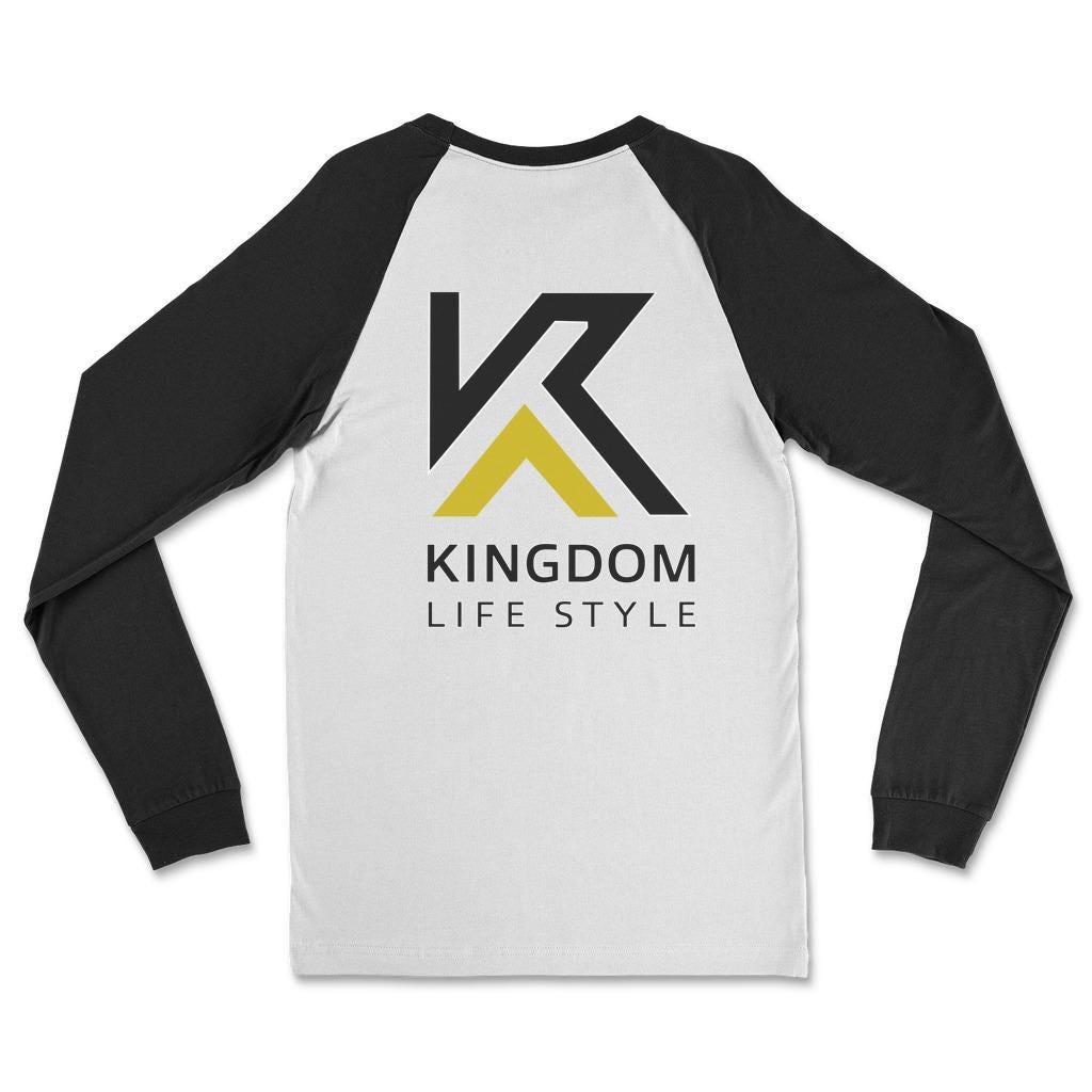 Kingdom Lifestyle Graphic BLK and GLD Spiritual clothing for Men Long Sleeve Shirt, Christian Apparel