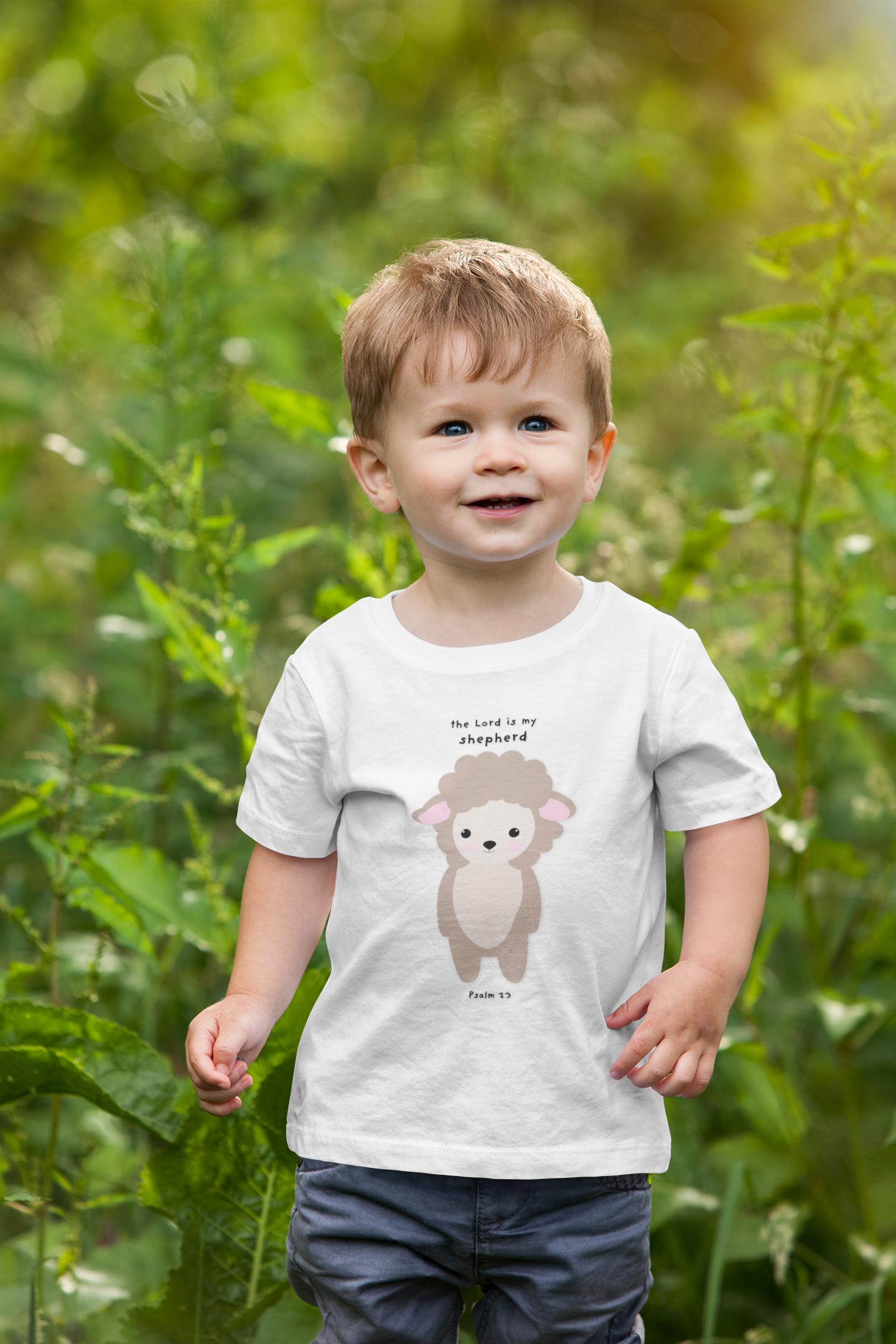Lamb Print Scripture T-Shirt For Christian Toddler Lamb Gift For Son Daughter Long Sleeve Tee Christian Apparel Bible Verse Tee Psalm 23 Qoute