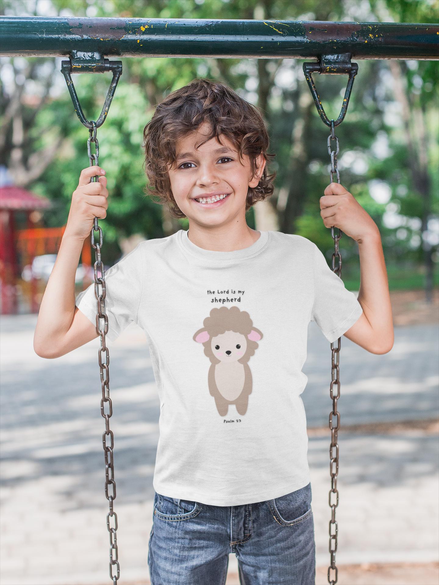 Lamb Print Scripture T-Shirt For Christian Toddler Lamb Gift For Son Daughter Long Sleeve Tee Christian Apparel Bible Verse Tee Psalm 23 Qoute