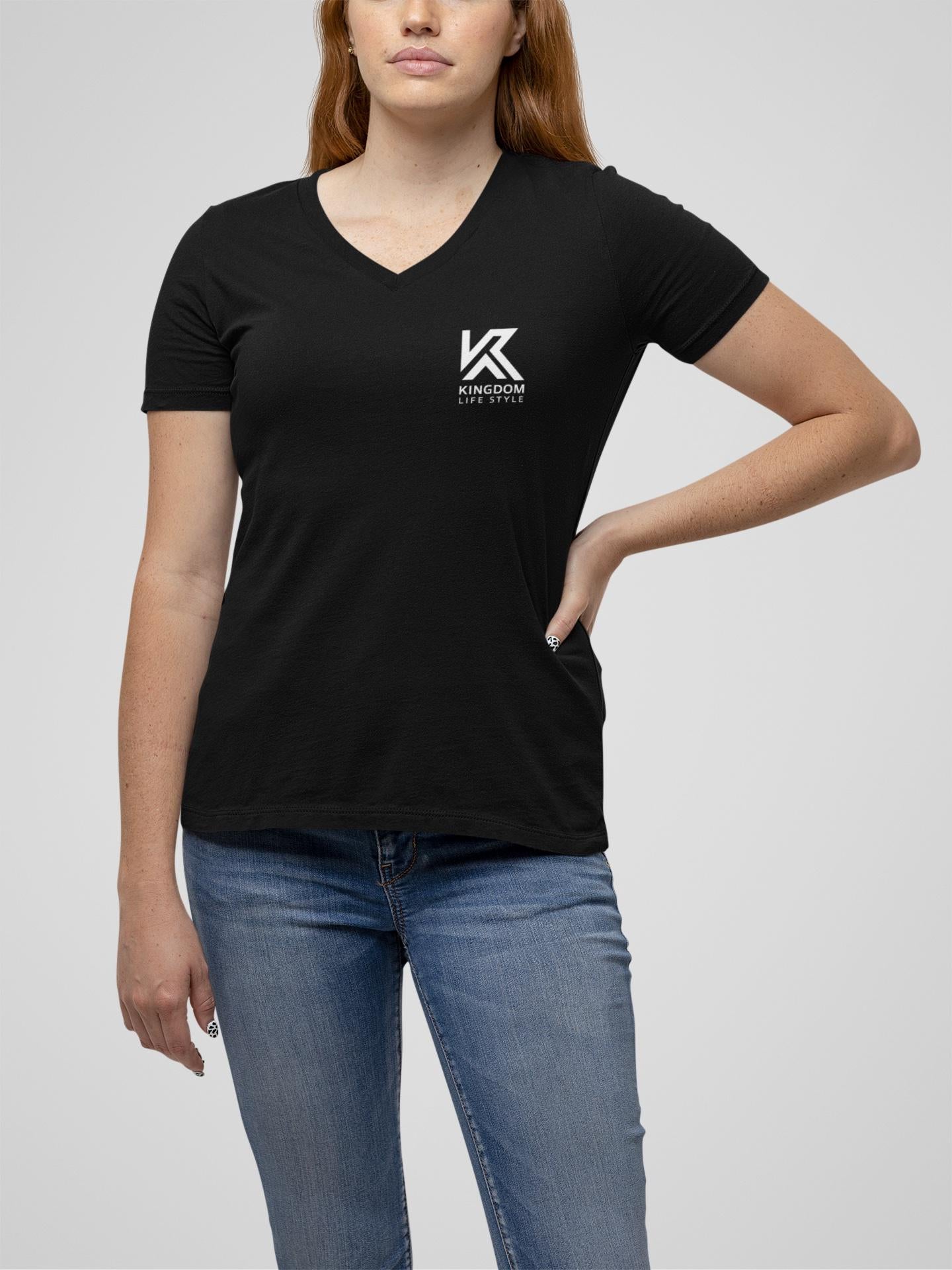 V Neck Tshirt For Christian Men Women Tee Black Short Sleeve V-Neck Religious Tee For Mom Dad Gift Inspirational t-shirts - A Kingdom Lifestyle