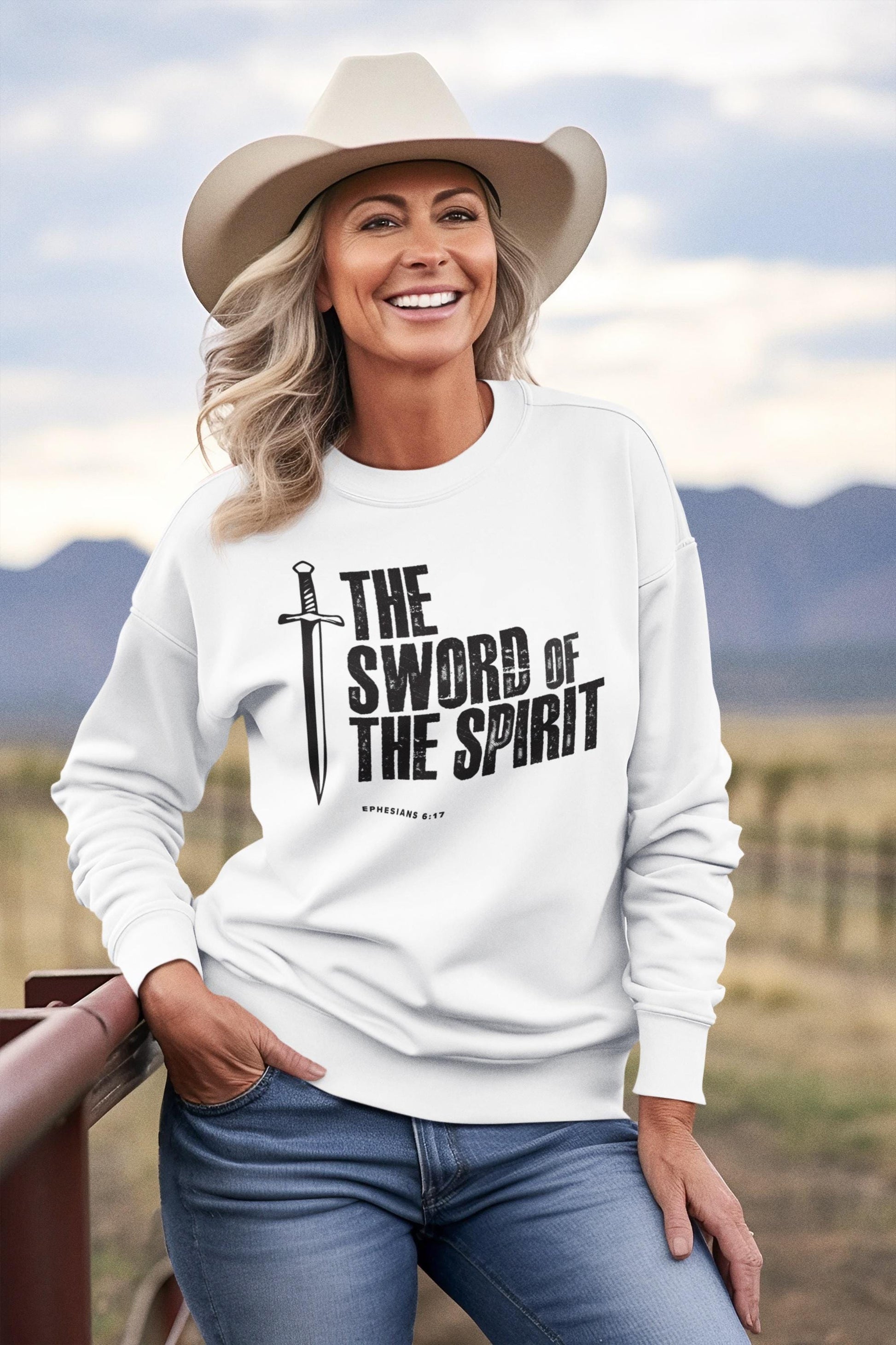 Sweatshirt Bible Verse For Men Women For Christian Gift Sweatshirt Apparel Clothing The Sword And The Spirt Bible Verse White Sweatshirt