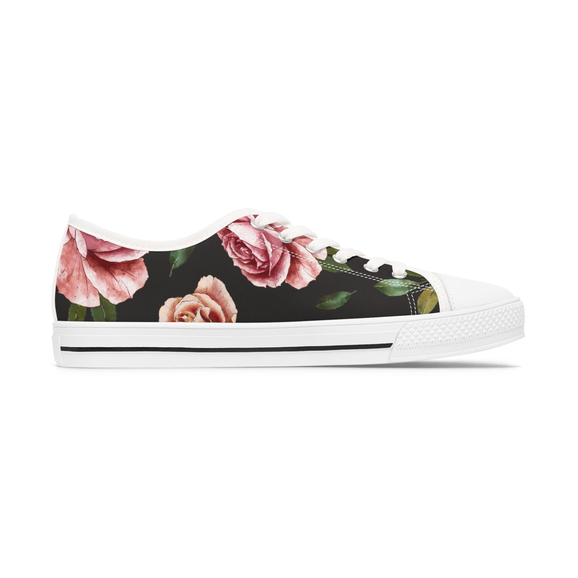 Rose Print Women's Low Top Sneakers Rose Print Low Top Sneakers Womens Converse Shoes For Women Low Top Sneakers Canvas Lace Up Ladies Flat. Limited stock available. - A Kingdom Lifestyle
