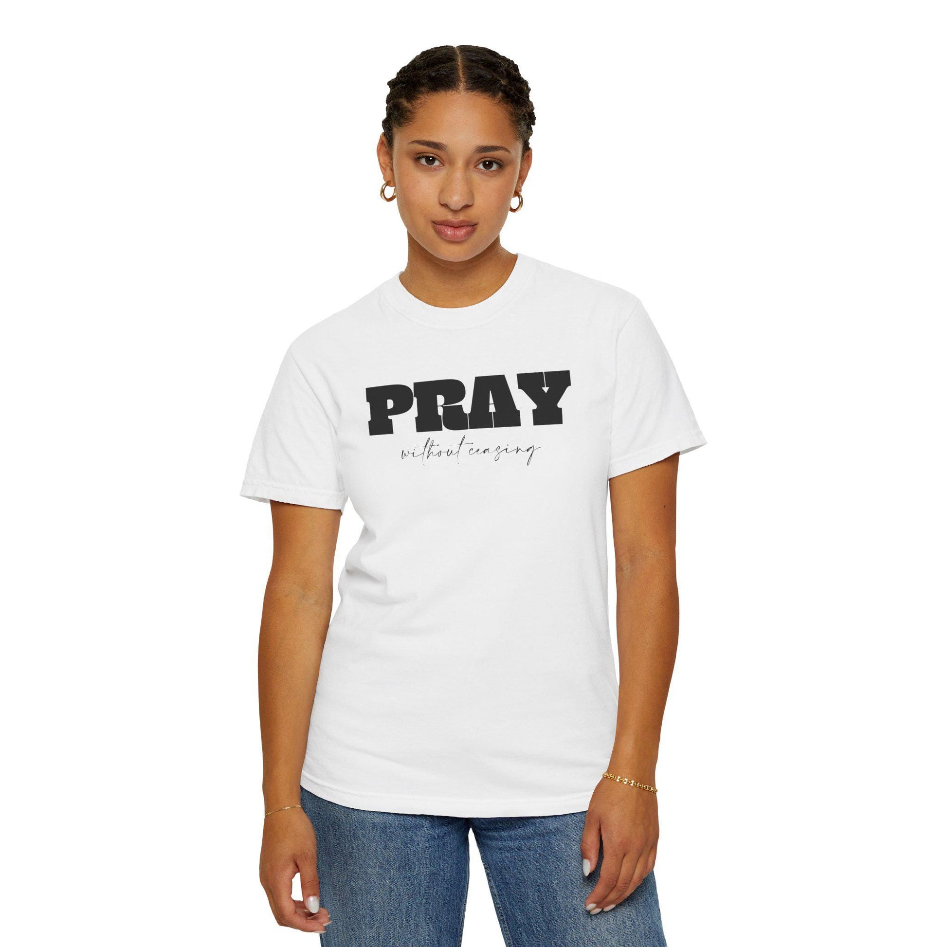 Christian T Shirt For Christian Men Women Clothing Christian Gift White Shirt Apparel Verse Jesus Pray Without Ceasing Graphic Fashion