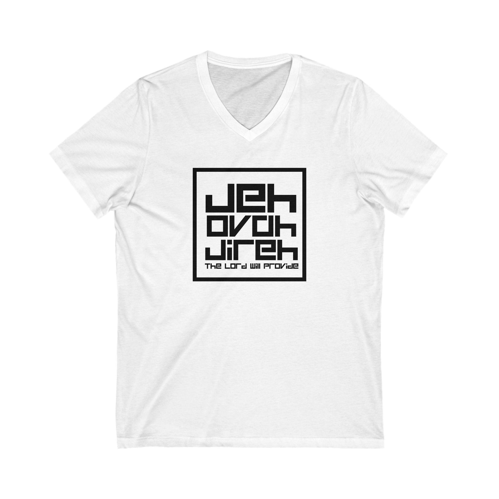 Unisex V-Neck T-shirt Jehovah Jireh Graphic T-Shirt Gift For Mom Dad Religious Shirt Faith Tee Graphic T-shirt Spiritual clothing for women