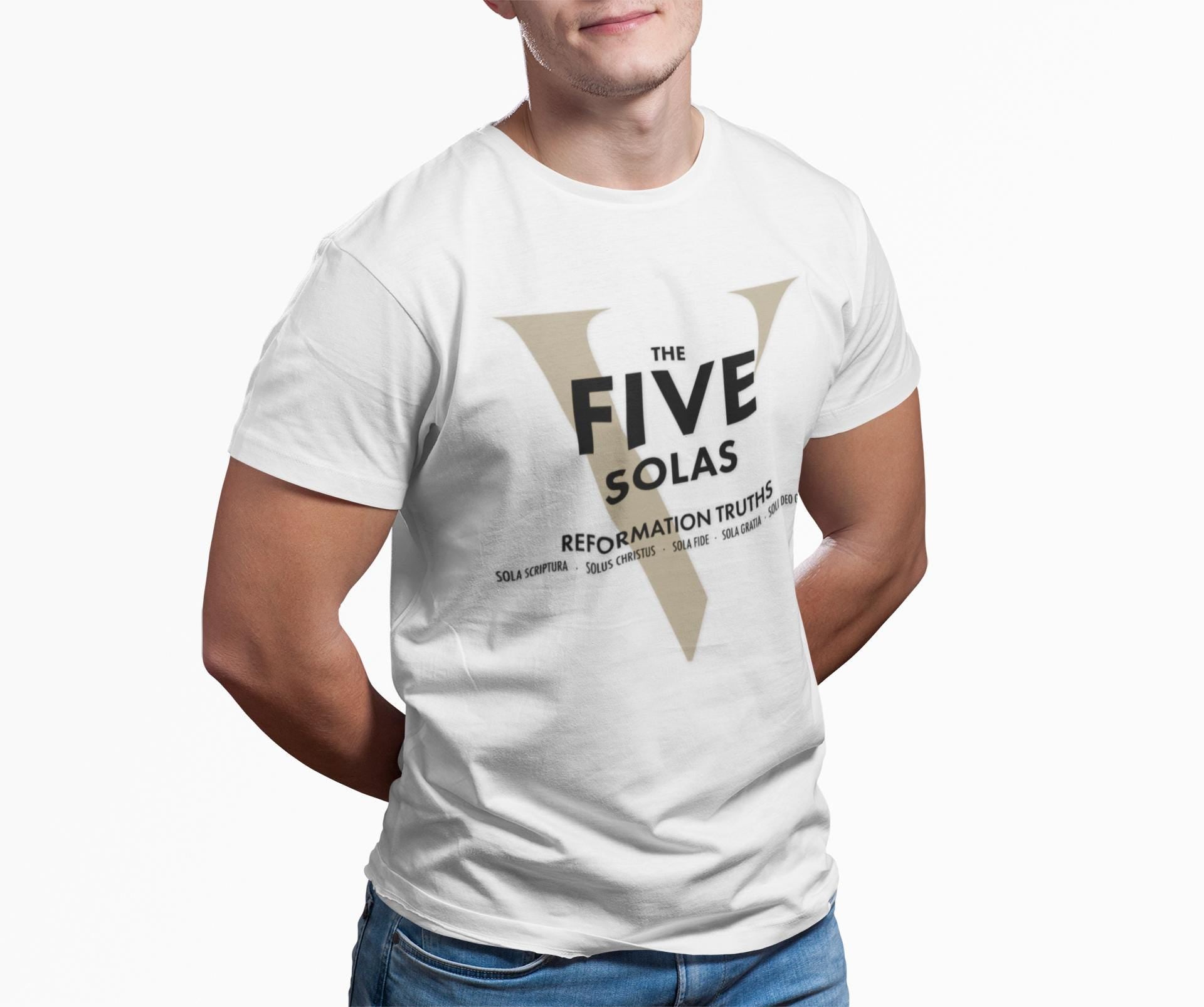 Inspirational Unisex T-Shirt For Christian Men Women Mom Dad Gift Christian Clothing Bible Verse 5-Solas Graphic Tee Christian Apparel Tee