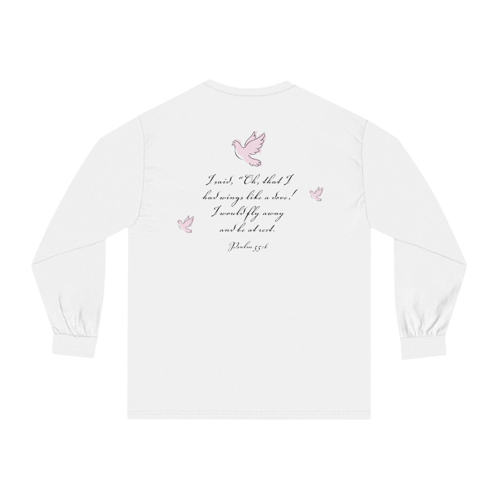 Psalm 55.6 Dove Scripture T-Shirt, Christian Women's Classic Long Sleeve Tee, Apparel - A Kingdom Lifestyle