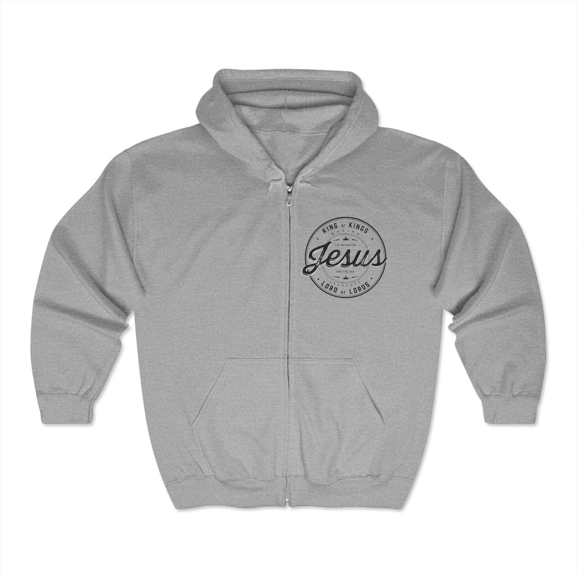 Jesus Graphic Sweatshirt, Christian Men's and Women's Faith Heavy Blend™ Full Zip Hooded Inspirational Sweatshirt Faith-Based Christian Apparel - A Kingdom Lifestyle