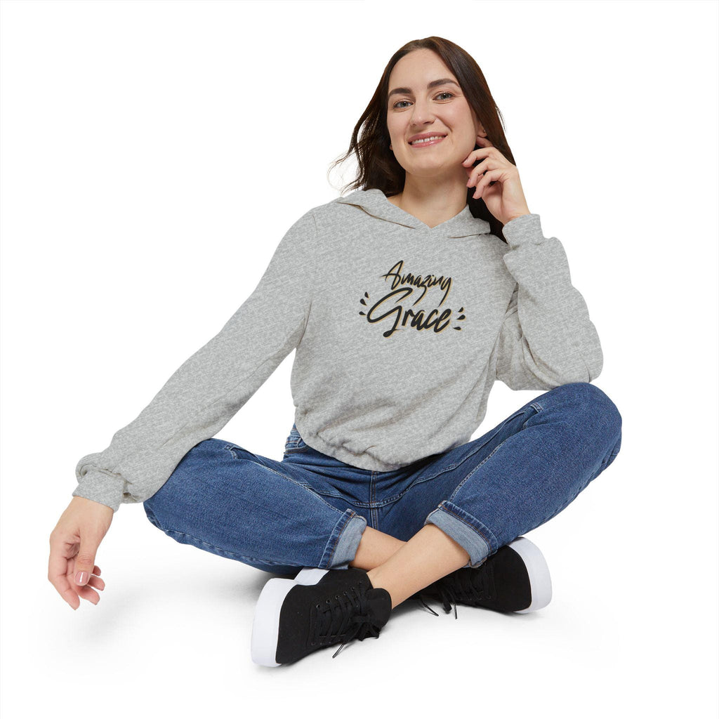 Fleece Hoodie Gift For Christian Women Cinched Bottom Hoodie For Christian Women Gift Amazing Grace Graphic Modern Apparel Sweatshirt - A Kingdom Lifestyle