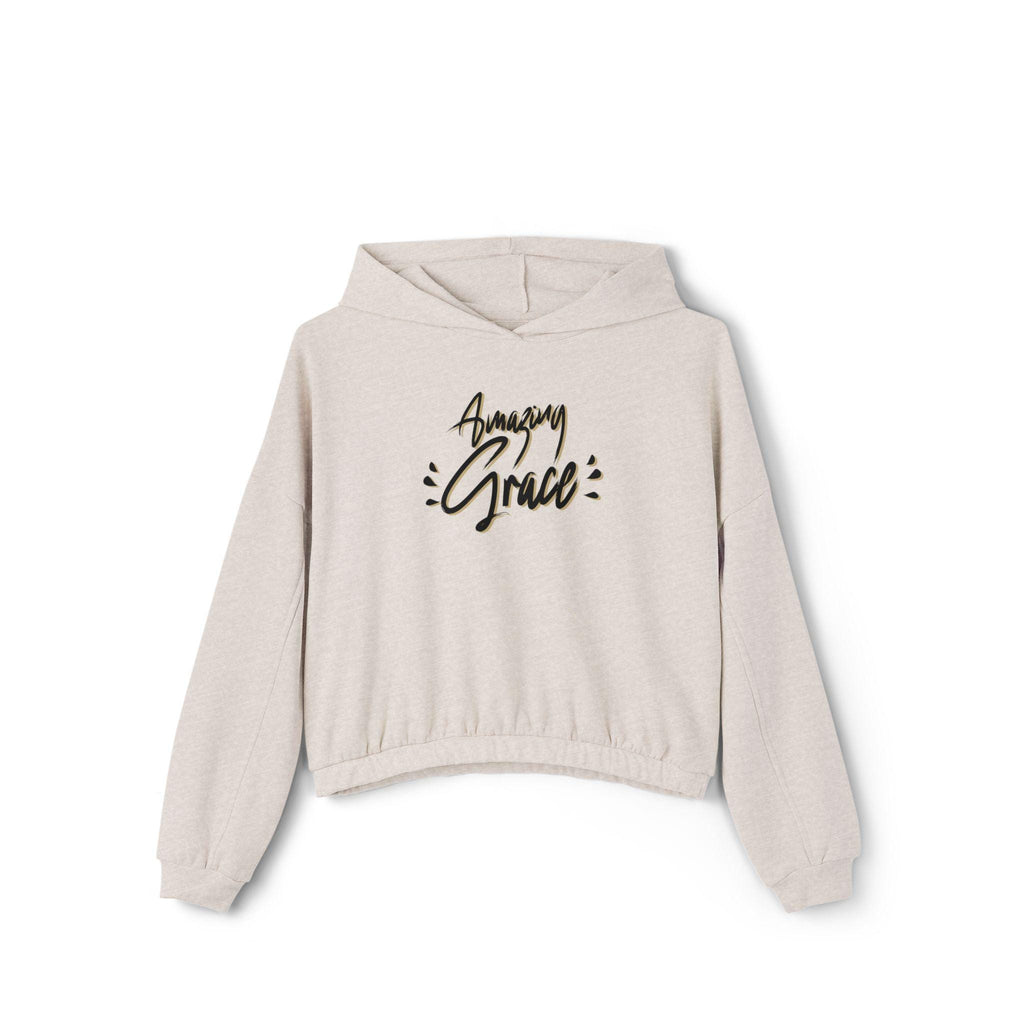 Fleece Hoodie Gift For Christian Women Cinched Bottom Hoodie For Christian Women Gift Amazing Grace Graphic Modern Apparel Sweatshirt - A Kingdom Lifestyle