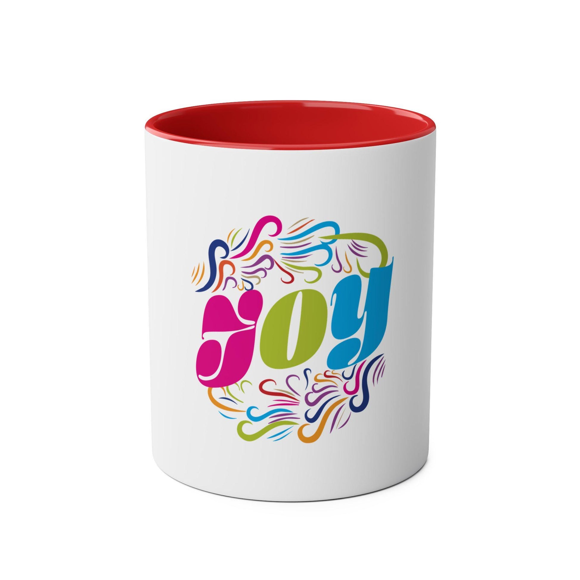 Coffee Cup Joy Colorful Graphic Two Tone Fun Coffee Mug For Christian Mom Dad Gift Cup - A Kingdom Lifestyle