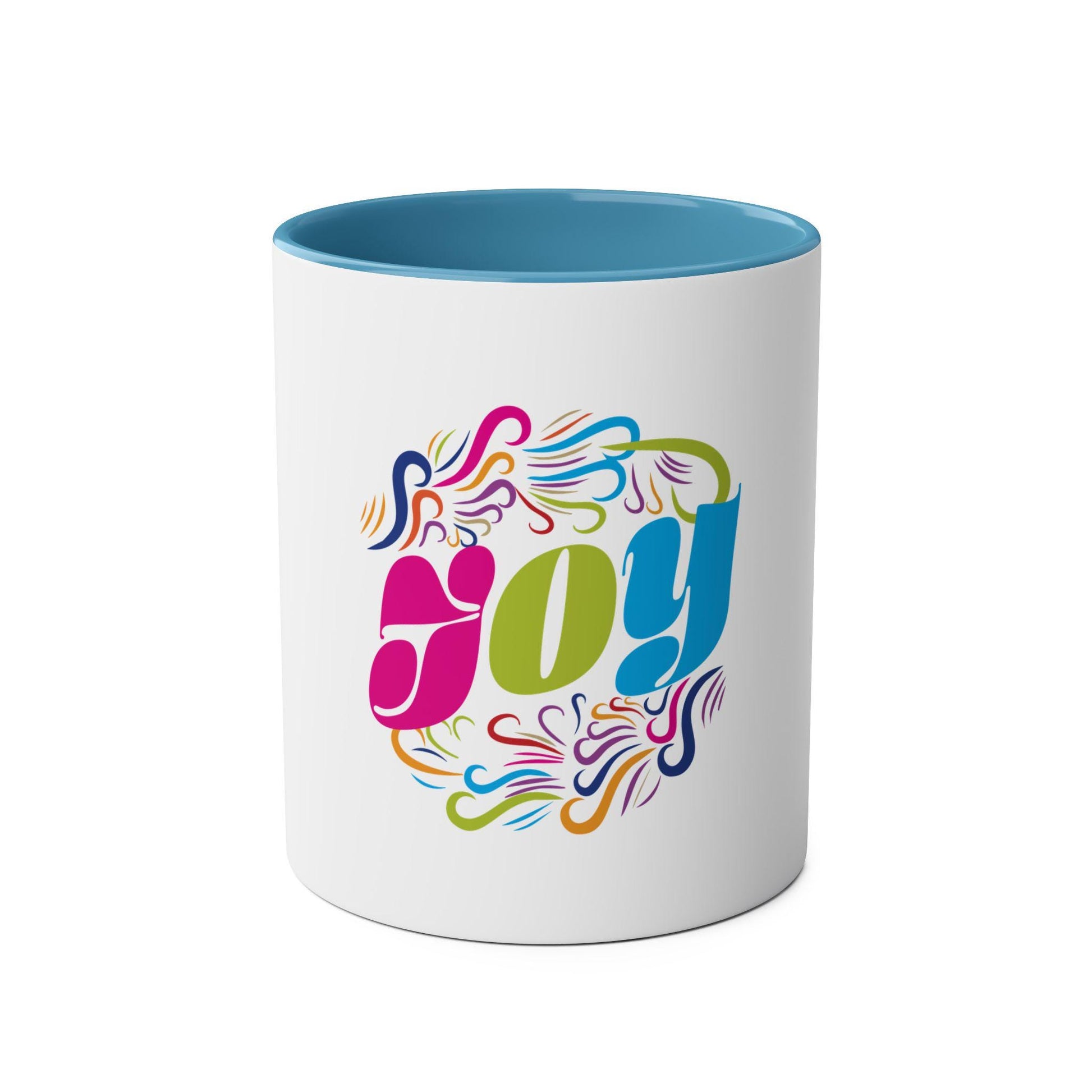 Coffee Cup Joy Colorful Graphic Two Tone Fun Coffee Mug For Christian Mom Dad Gift Cup - A Kingdom Lifestyle