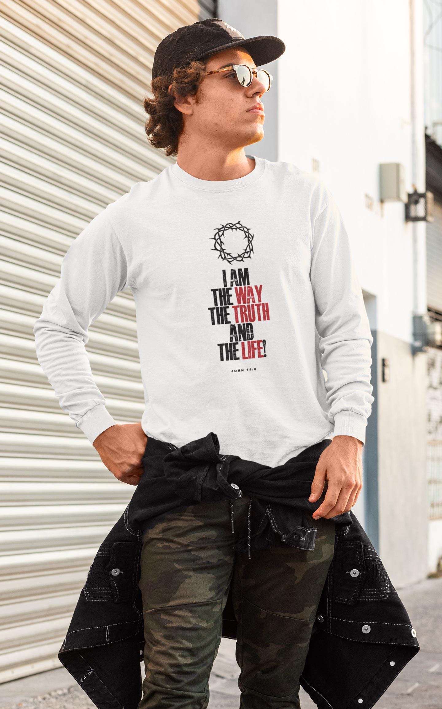 Inspirational Unisex Christian T-Shirt Religious Shirt Gift for Mom Dad Tee Faith Shirt Apparel Bible Verse I Am The Way Tee - A Kingdom Lifestyle