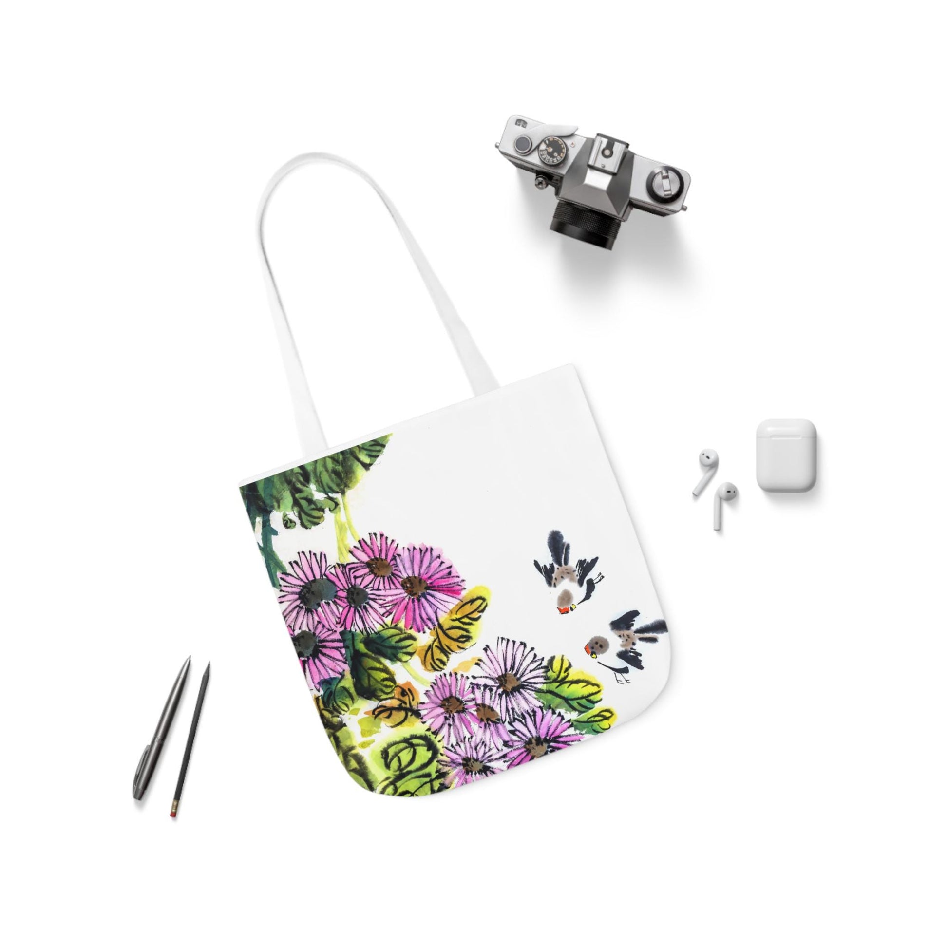 Springtime Canvas Tote Bag, 5-Color Straps Spring Time Canvas Tote Bag Beach Tote Bag Book Bag Book Carrying Bag Book Lover Gifts - A Kingdom Lifestyle