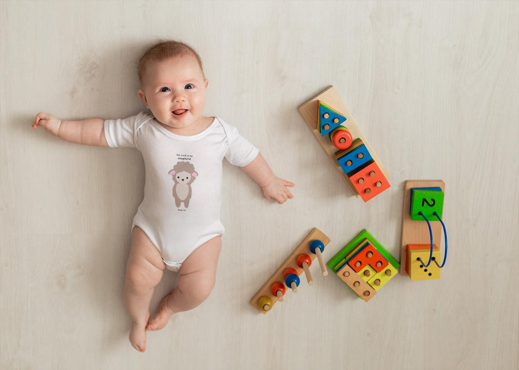 The Lord is My Sheherd Baby Bodysuit Baby Bodysuit with Cute Lamb Print Infant Baby Bodysuit Newborn Gender Neutral Baby Boy Girl Bodysuit. - A Kingdom Lifestyle