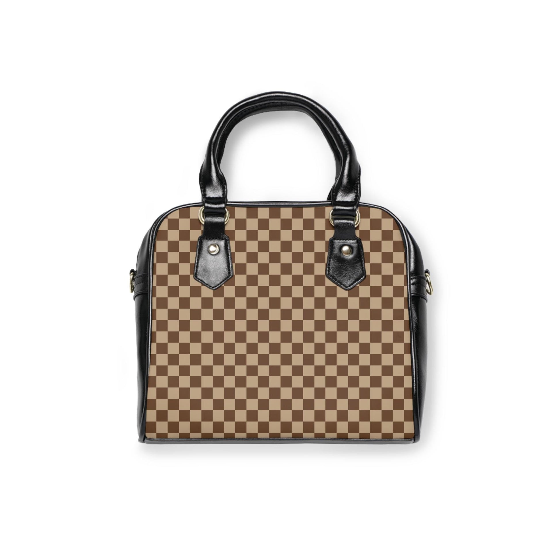Brown Checkered Shoulder Handbag Checkered Purse Brown and Tan Handbag Checkered Shoulder Bag Bowler Bag. Purchase Before Inventory Runs out! - A Kingdom Lifestyle
