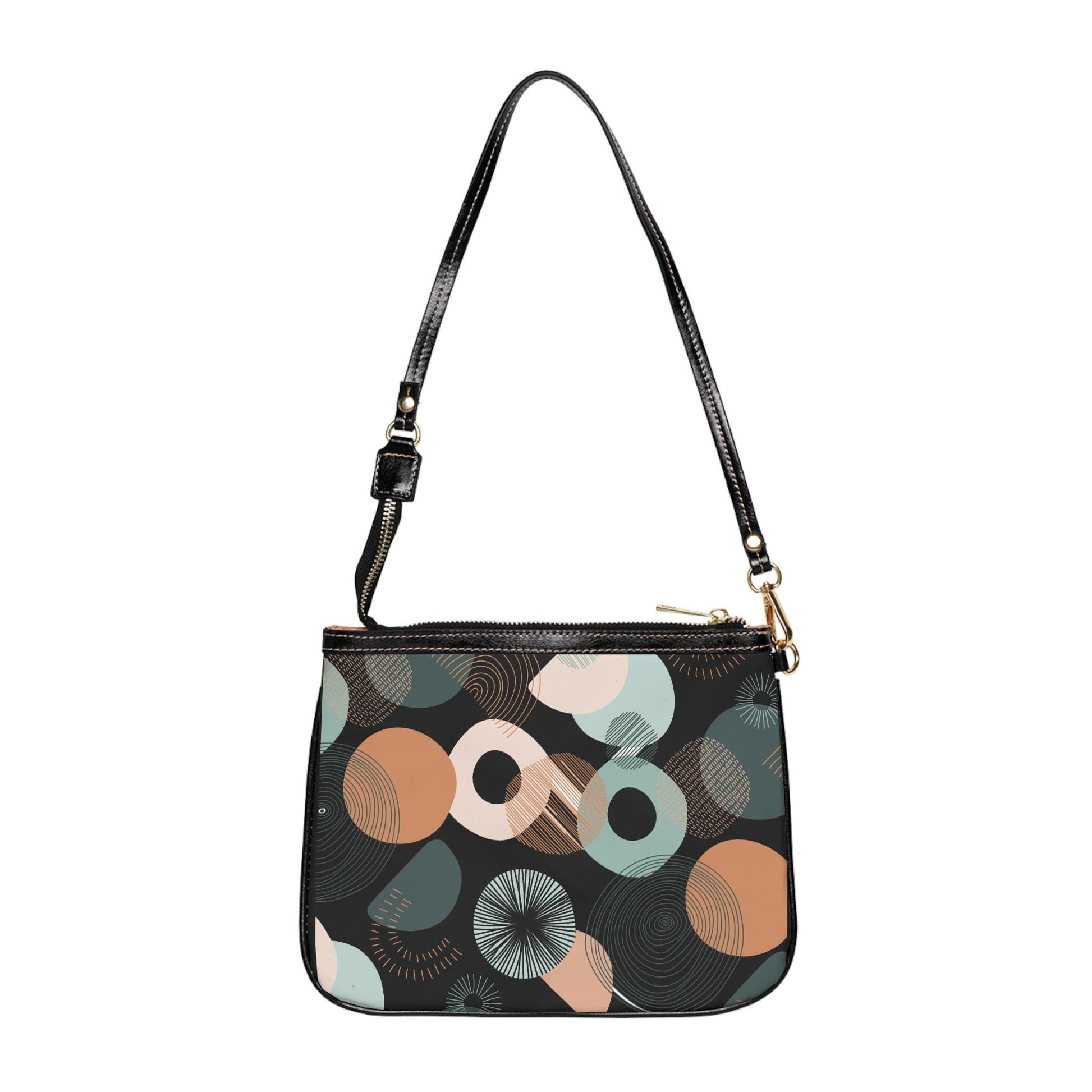 Circle Graphic Small Shoulder Bag Circle Graphic PU Leather Shoulder Bag Circle Pattern Purse Trendy Handbag Waterproof PU Leather Handbag - A Kingdom Lifestyle