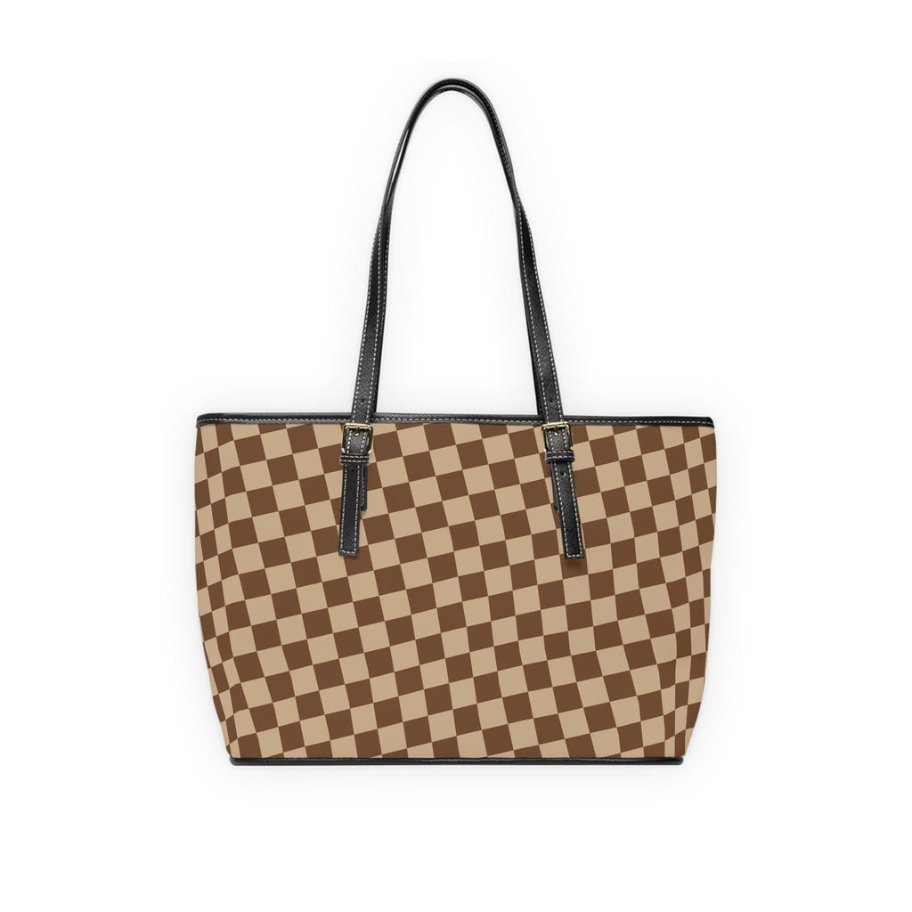 Brown Checkered  PU Leather Shoulder Bag Checkered Purse Trendy Handbag Waterproof PU Leather Handbag Shoulder bag - A Kingdom Lifestyle