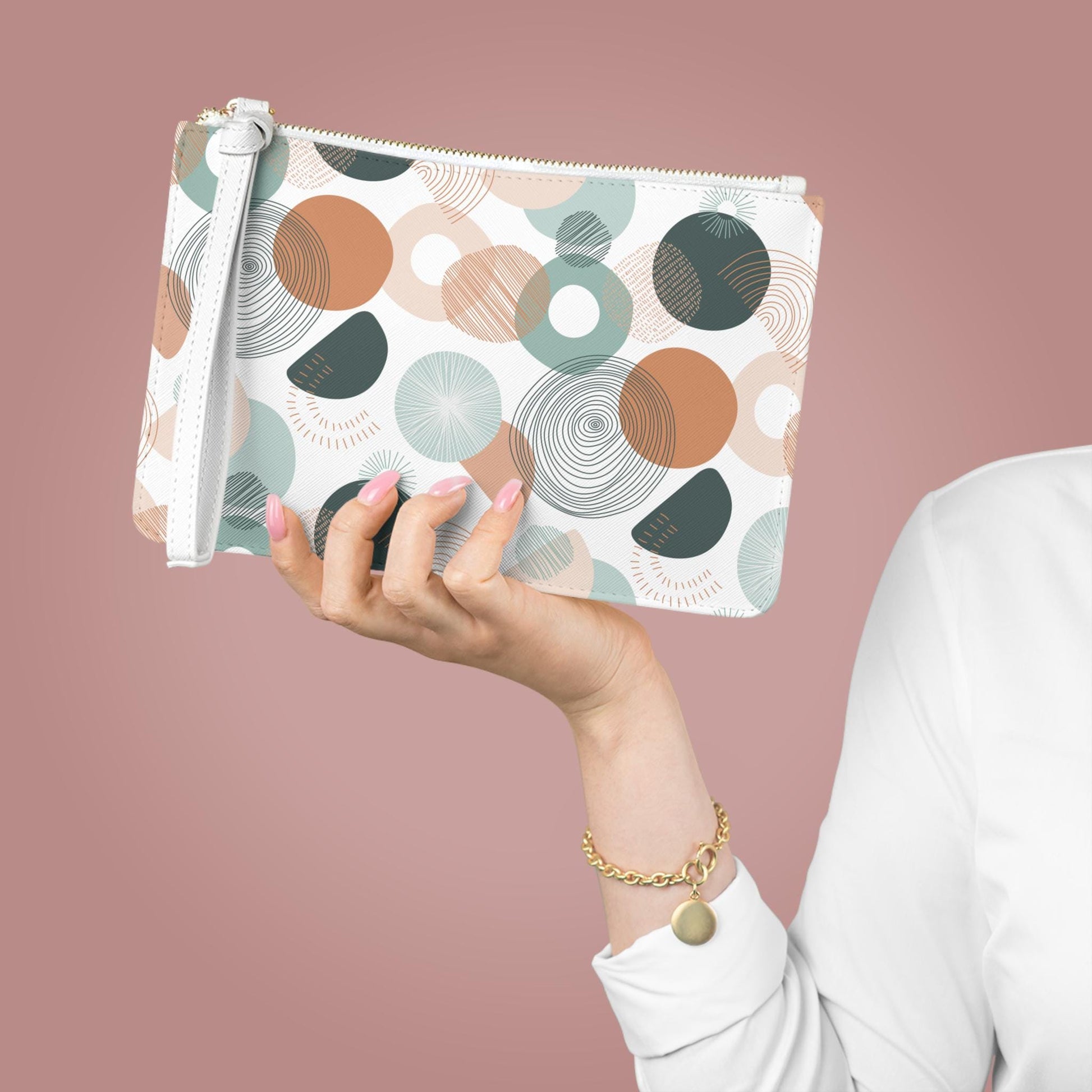 Designer Circle Print Clutch Bag  Gift For Her Clutch Bag Gift For Her Clutch Bag Gift For Birthday Coin Purse Gift for Her Best Friend Gift - A Kingdom Lifestyle