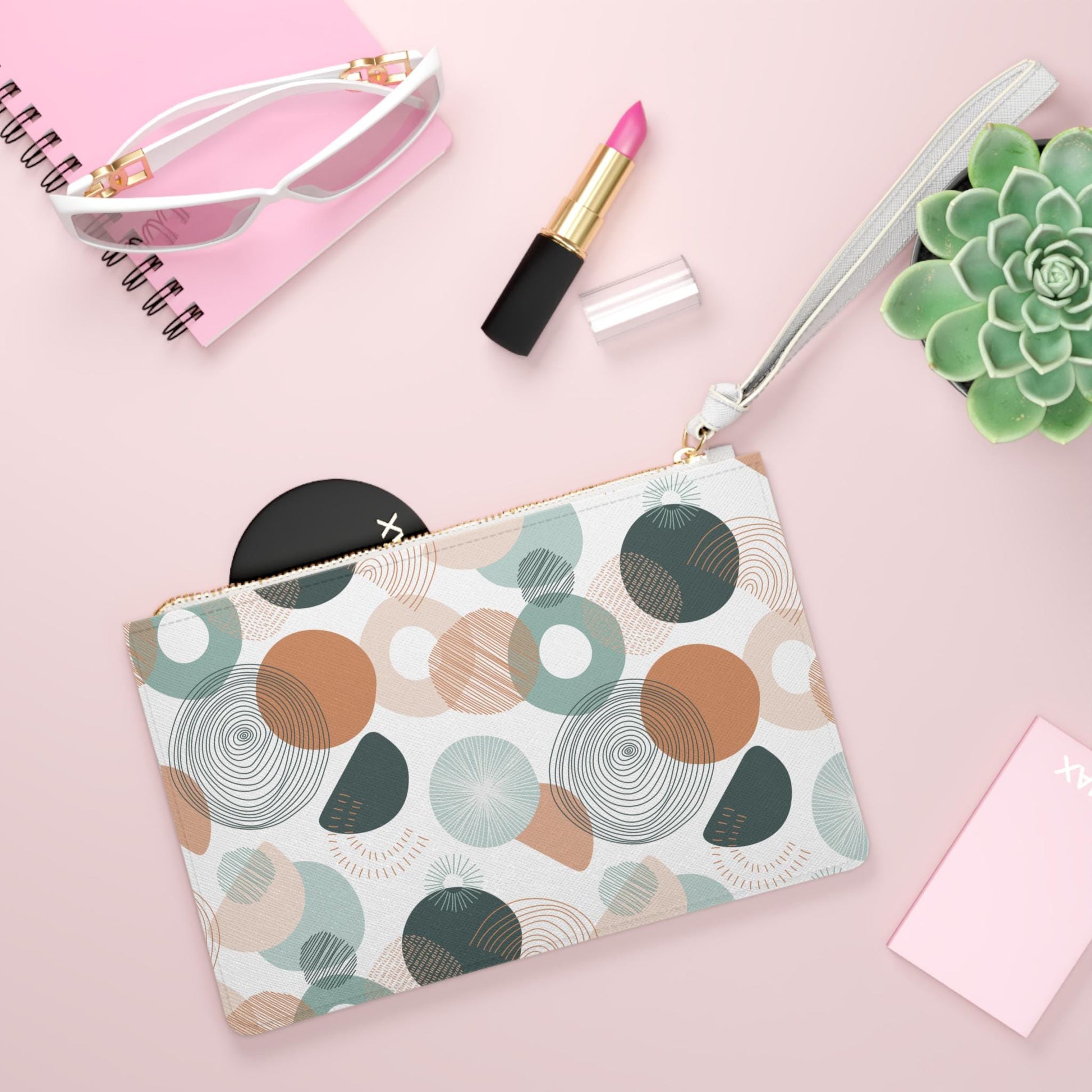 Designer Circle Print Clutch Bag  Gift For Her Clutch Bag Gift For Her Clutch Bag Gift For Birthday Coin Purse Gift for Her Best Friend Gift - A Kingdom Lifestyle