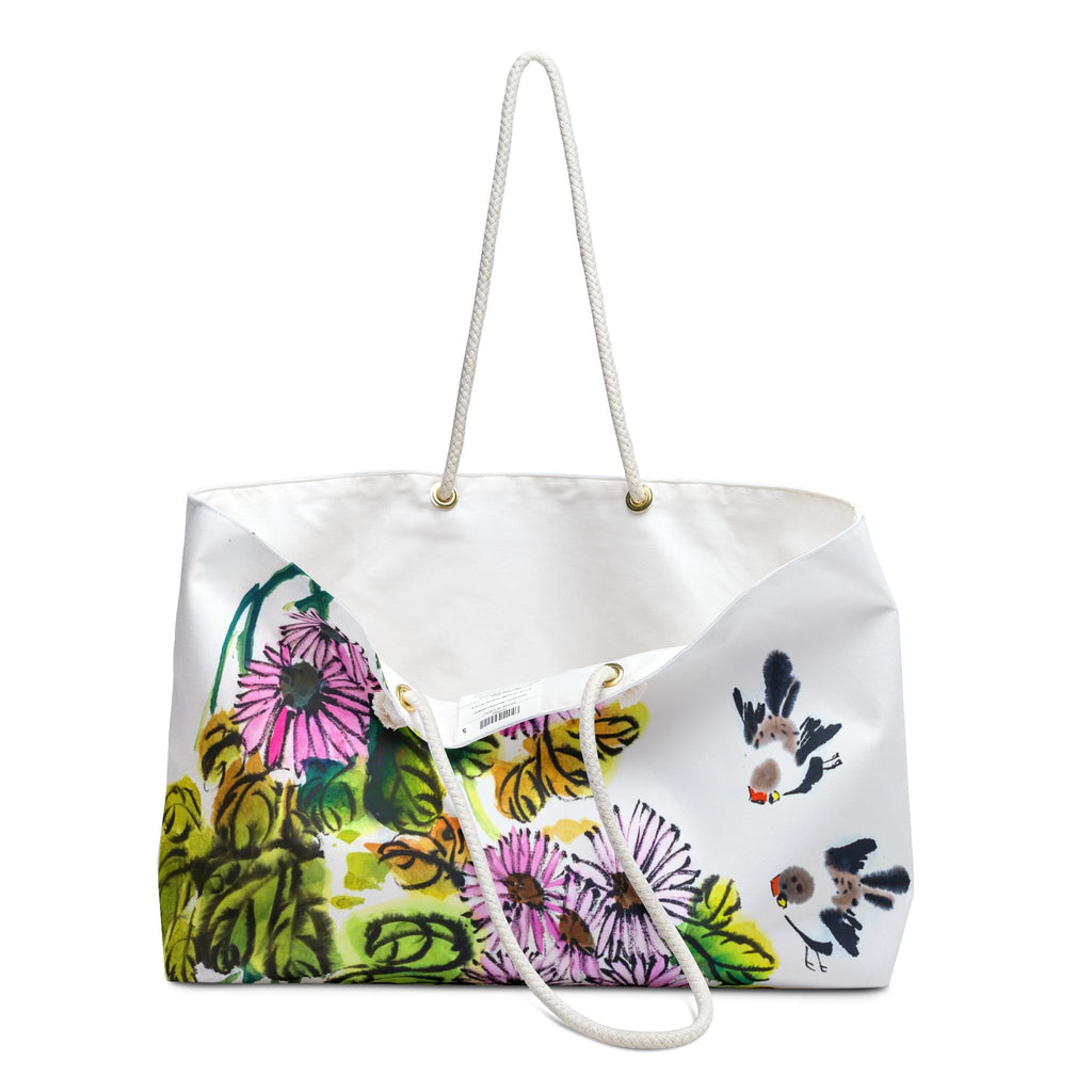 Weekender Tote Bag Spring Floral Watercolor Print Oversized Weekender Bag Lined Lake Trip Bag Travel Duffel Bag Vacation Gift Gift  For Her - A Kingdom Lifestyle
