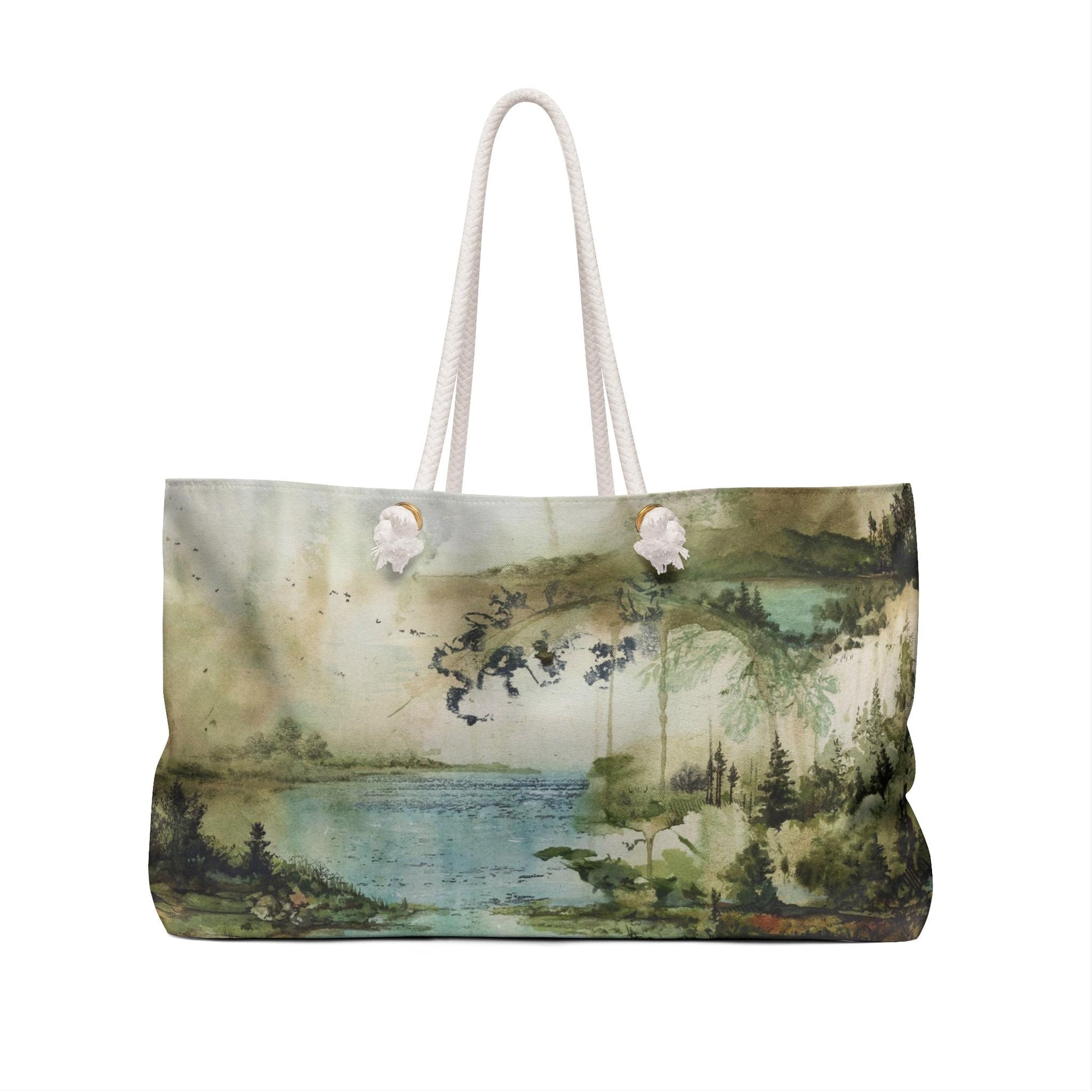 Weekender Tote Bag Watercolor Print Oversized Weekender Bag Lined Beach Tote, Lake Trip Bag Travel Duffel Bag Great Vacation Bag - A Kingdom Lifestyle