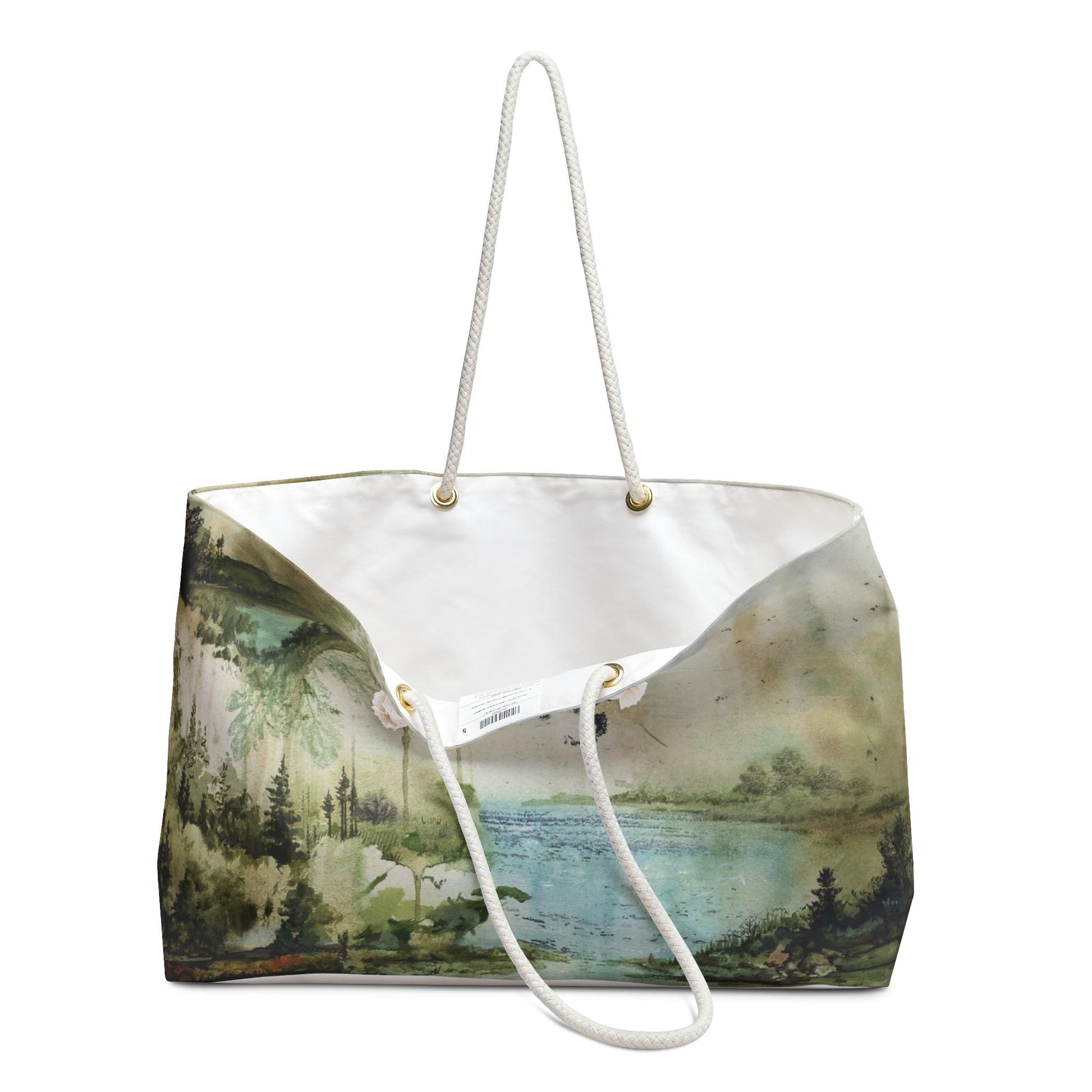 Weekender Tote Bag Watercolor Print Oversized Weekender Bag Lined Beach Tote, Lake Trip Bag Travel Duffel Bag Great Vacation Bag - A Kingdom Lifestyle