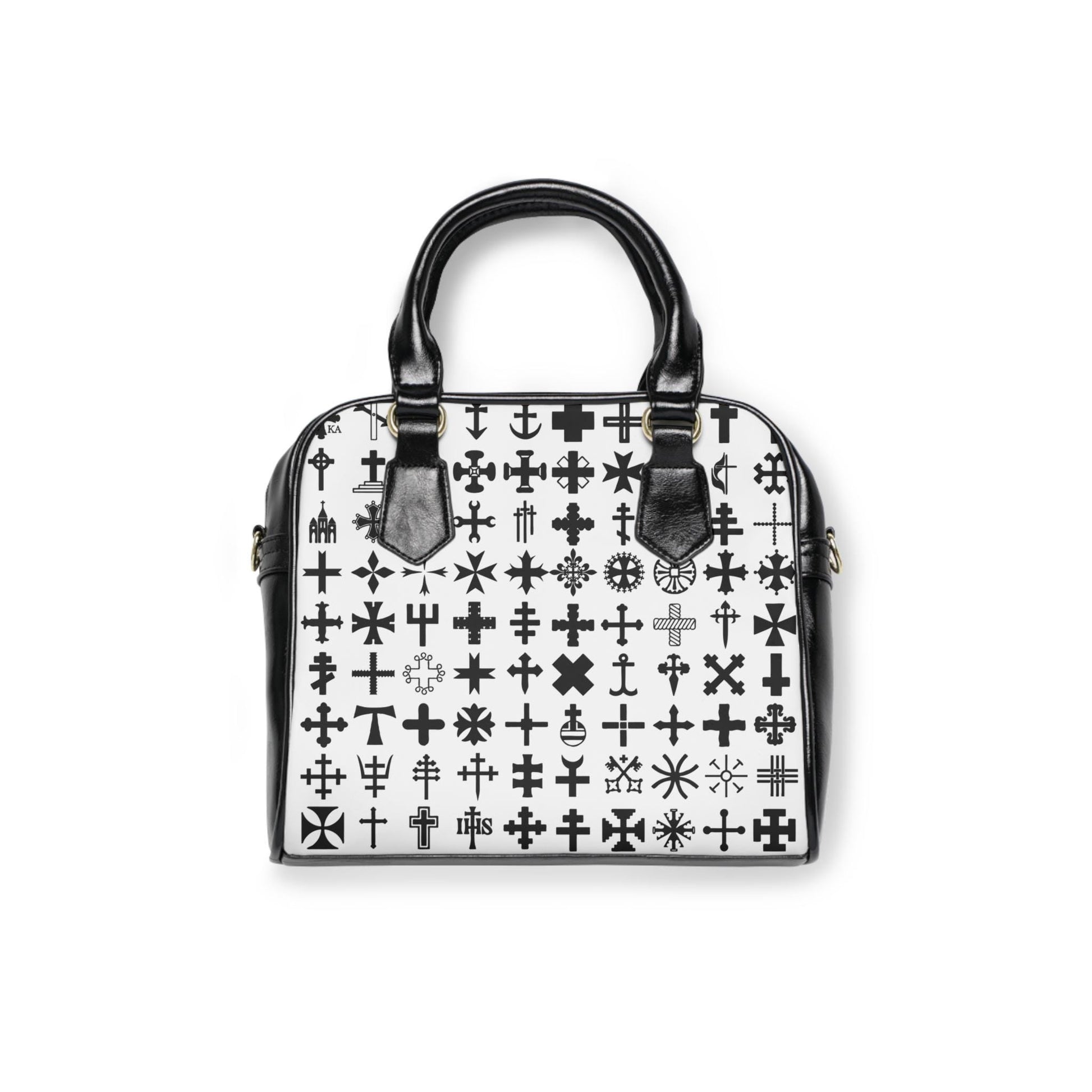 Black and White Cross Pattern Shoulder Handbag For Her Christian Shoulder Bag Christian Shoulder Bag For Her Gift For Her Cross Purse - A Kingdom Lifestyle