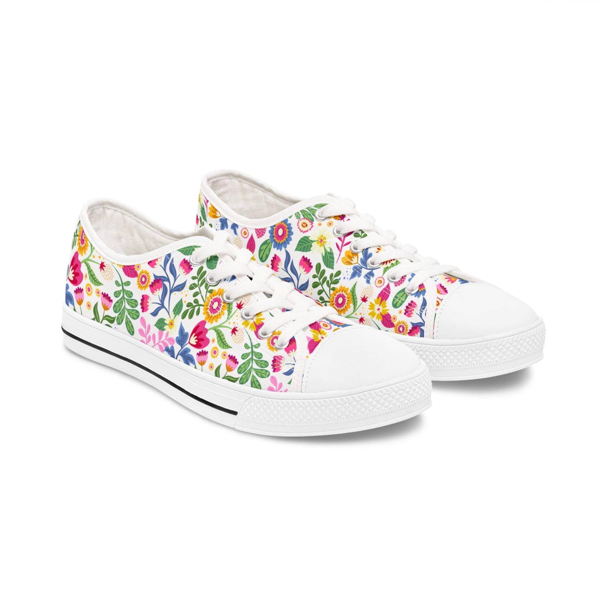 Spring Is In The Air! Women's Designer Floral Sneakers Women's Low Top Sneakers Gift For Womens Converse Sneakers Low Top Sneakers Canvas Lace Up Girls. Limited stock available. - A Kingdom Lifestyle