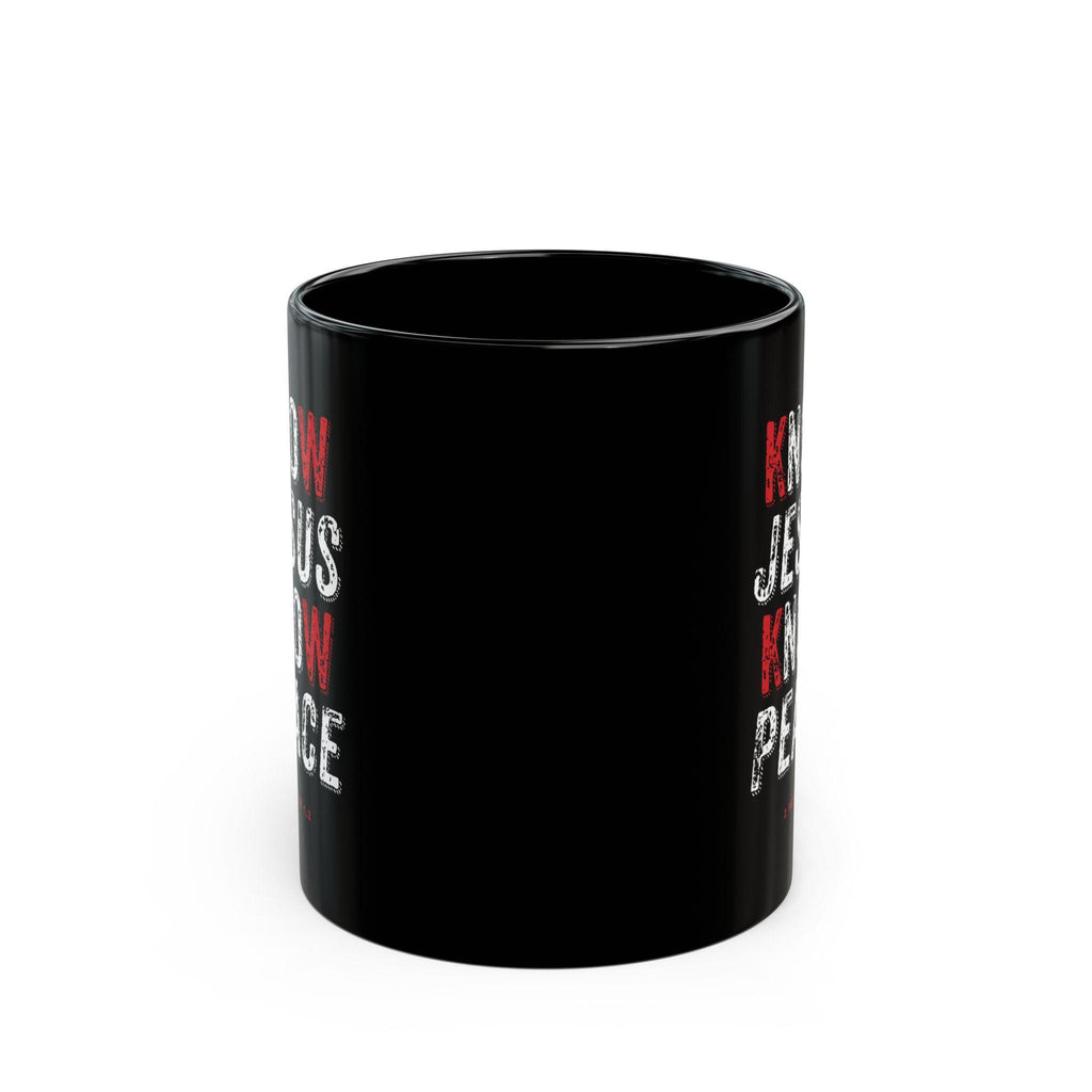 Inspirational Black Coffee Mug Gift Coffee Cup Christian Verse Know Jesus Know Peace Scripture Graphic Faith Drink Cup Mom Dad Cup - A Kingdom Lifestyle