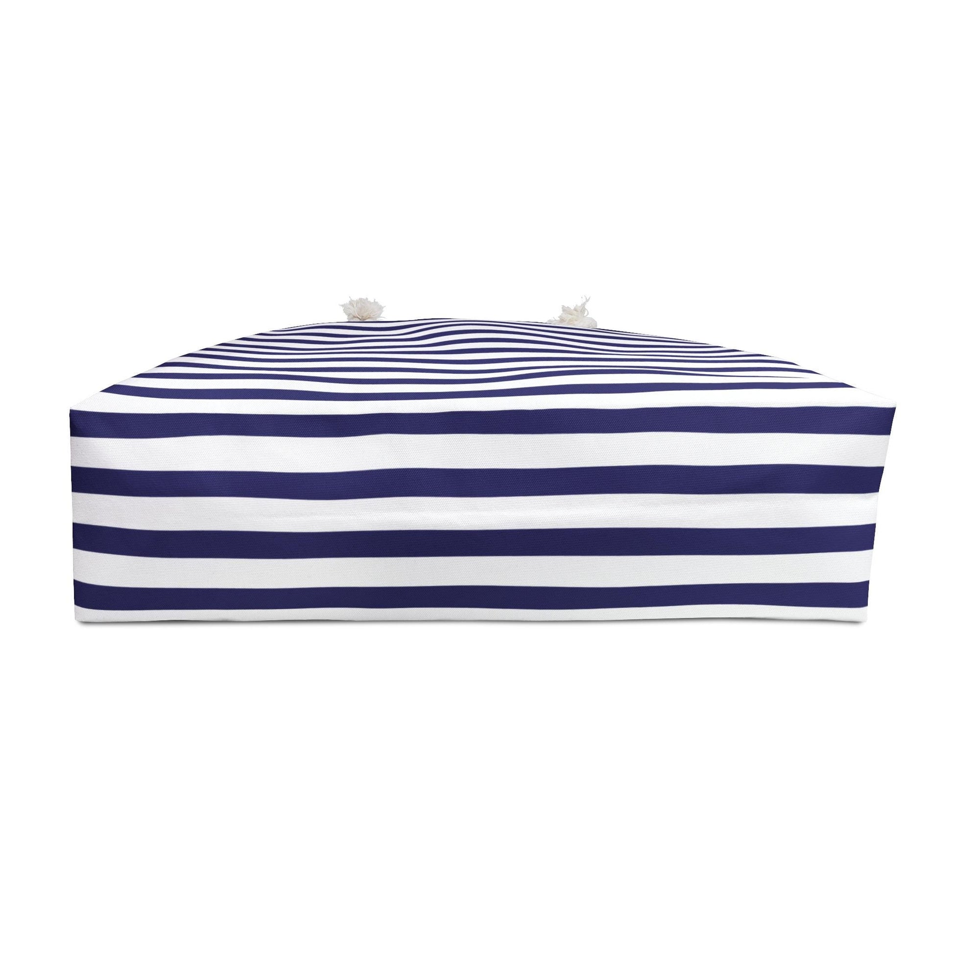 Nautical Blue Striped Weekender Bag Weekender Tote Bag Oversized Bag Lined Beach Tote Lake Trip Bag Travel Great Vacation Spring Break Bag - A Kingdom Lifestyle