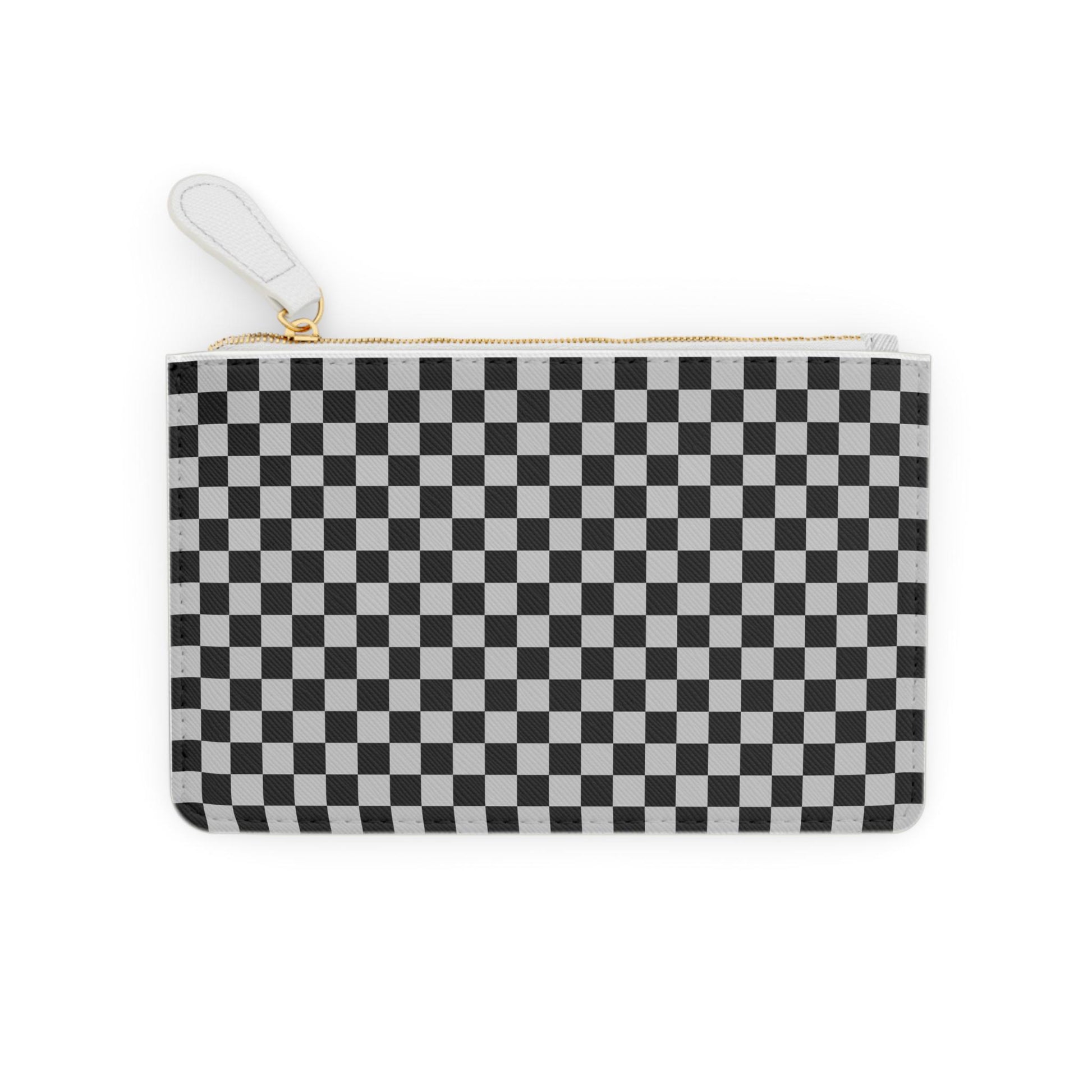Chic Designer Black Checkered Mini Clutch Bag Makeup Bag Makeup Pouch Cosmetic Bag Toiletry Bag Coin Purse Gift for Her Best Friend Gift - A Kingdom Lifestyle