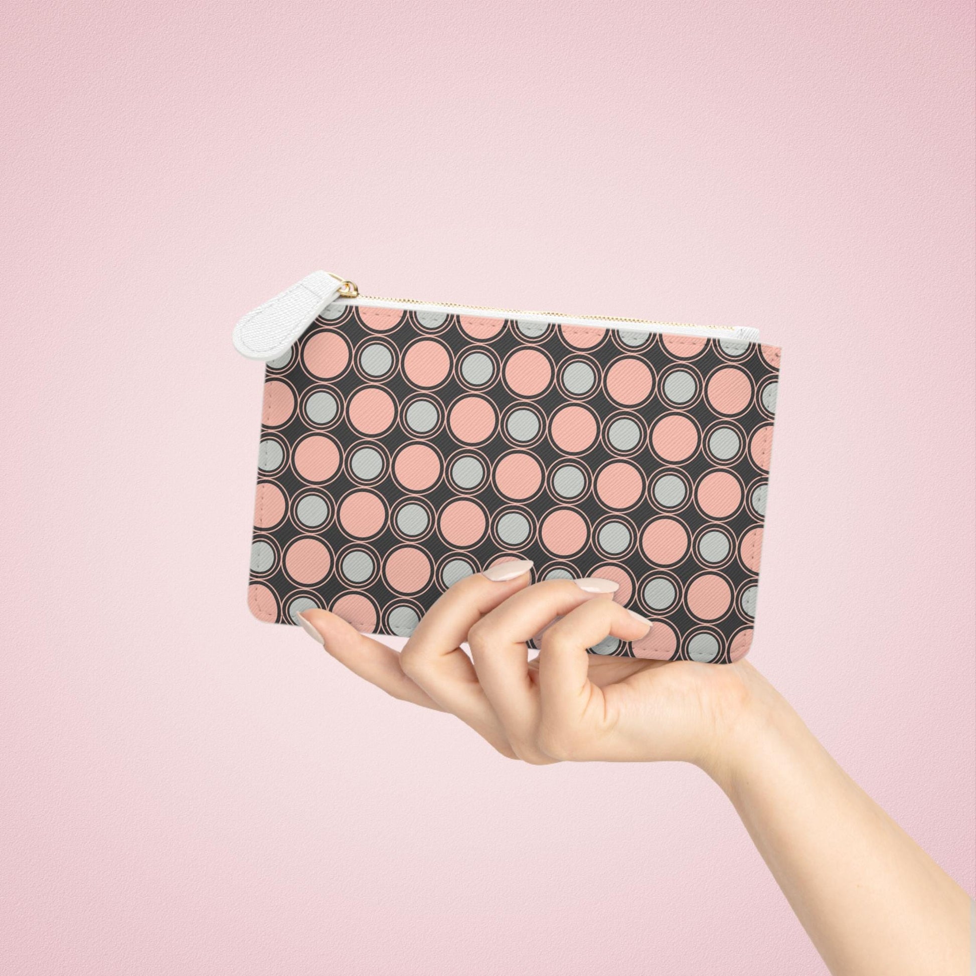 Circle Print Mini Clutch Bag Circle Pattern Makeup Bag Makeup Pouch Cosmetic Bag Toiletry Bag Coin Purse Gift for Her Best Friend Gift - A Kingdom Lifestyle
