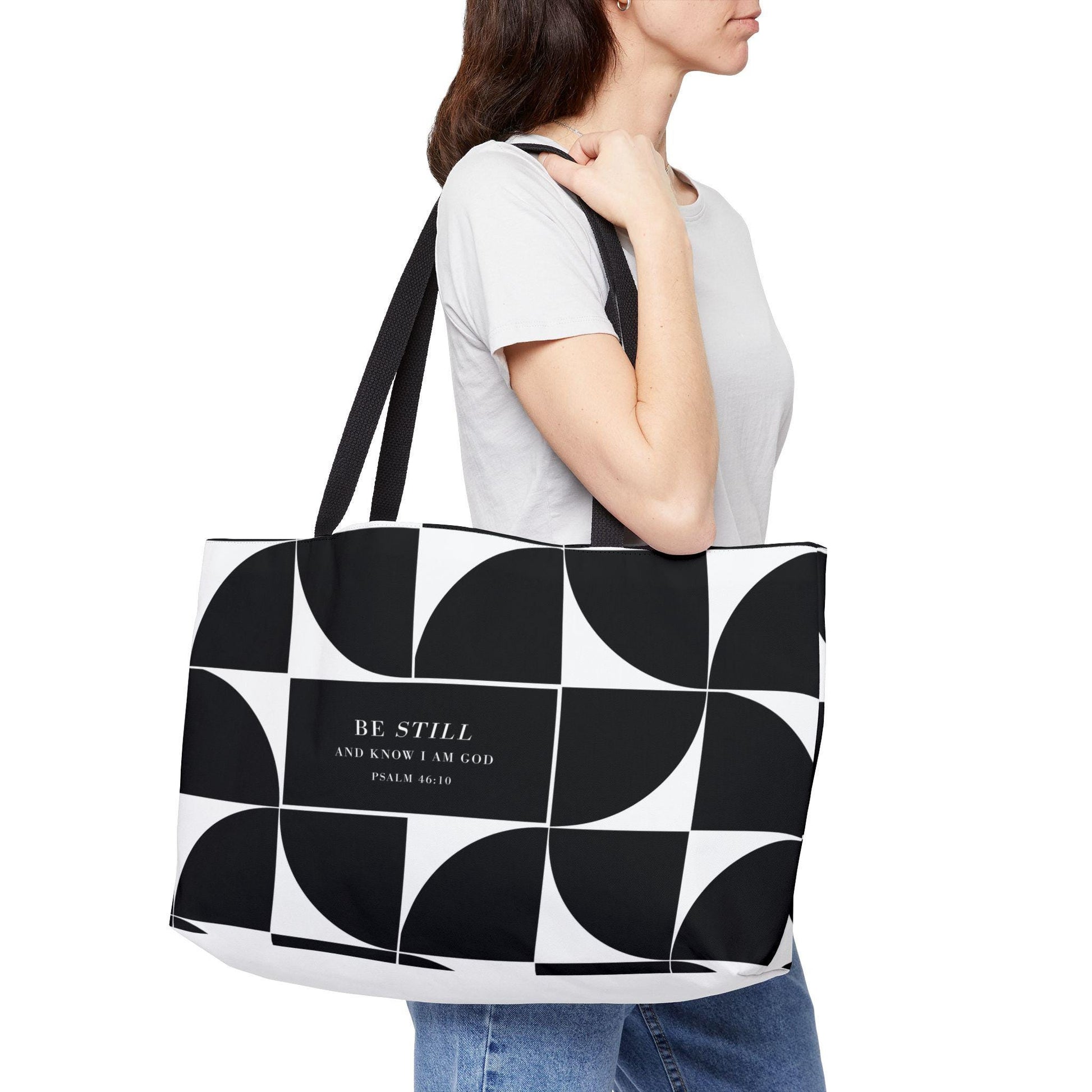 Bold Graphic Designer Weekender Bag, Stylish Tote Bag, Modern Graphic Weekender Bag, Beach Bag, Sleek Carry On, Purse - A Kingdom Lifestyle
