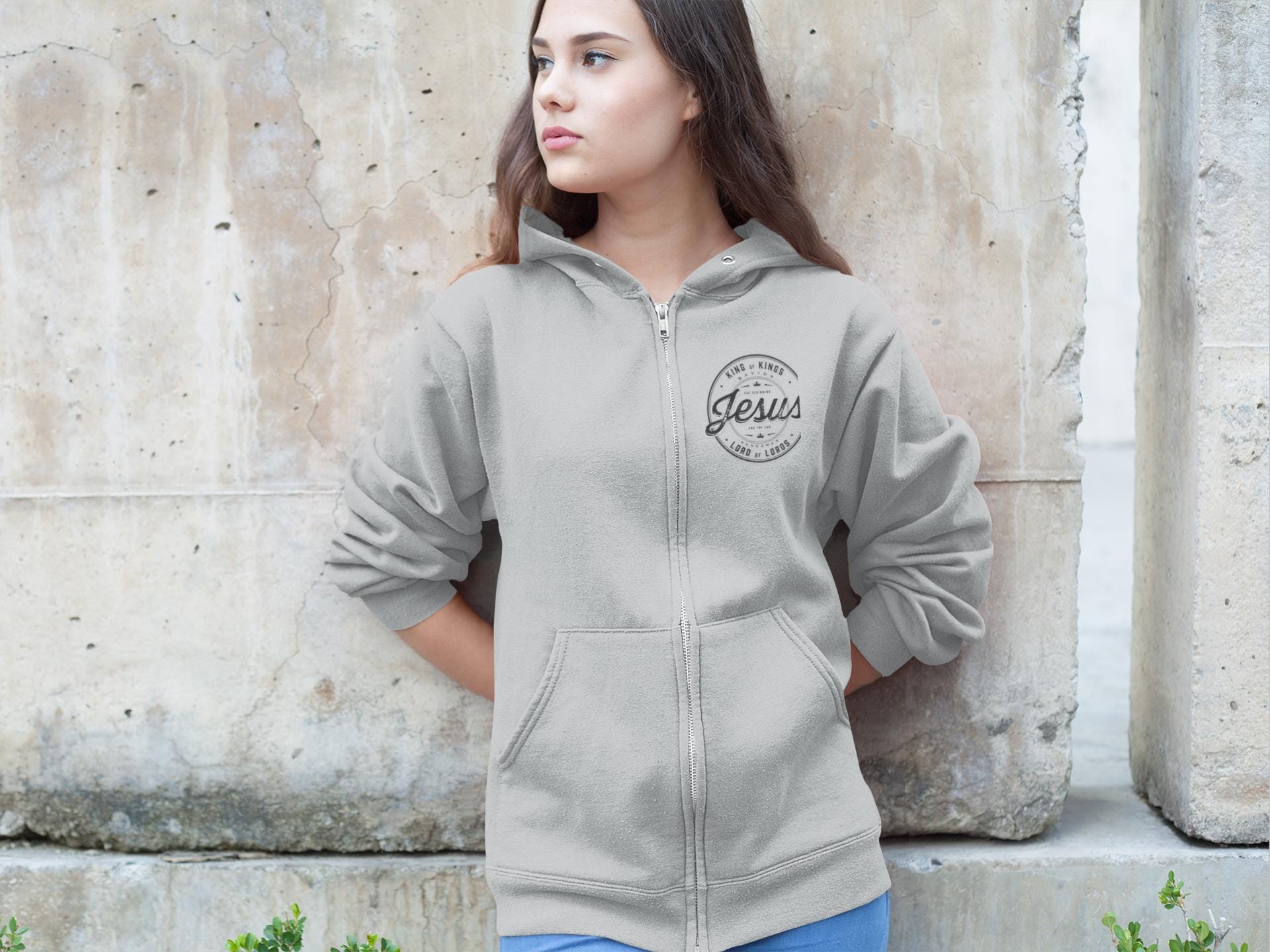 Jesus Graphic Sweatshirt, Christian Men's and Women's Faith Heavy Blend™ Full Zip Hooded Inspirational Sweatshirt Faith-Based Christian Apparel - A Kingdom Lifestyle