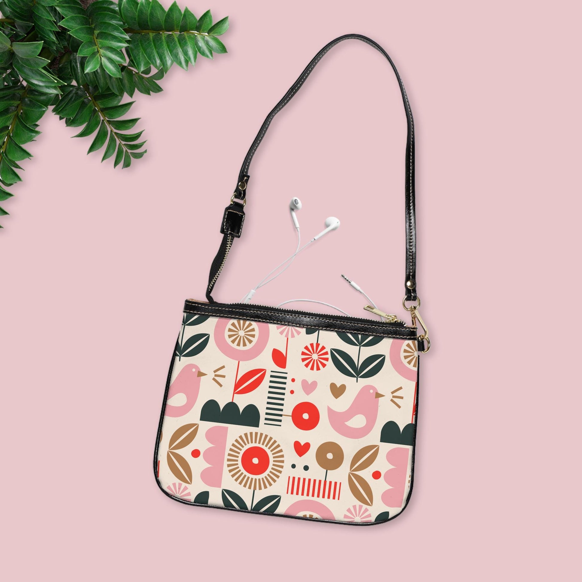 Colorful Spring Pink Floral Pattern Small Shoulder Bag - Cute Purse for Everyday, Summer Outings, Eco-Friendly Gift, Stylish Accessory - A Kingdom Lifestyle