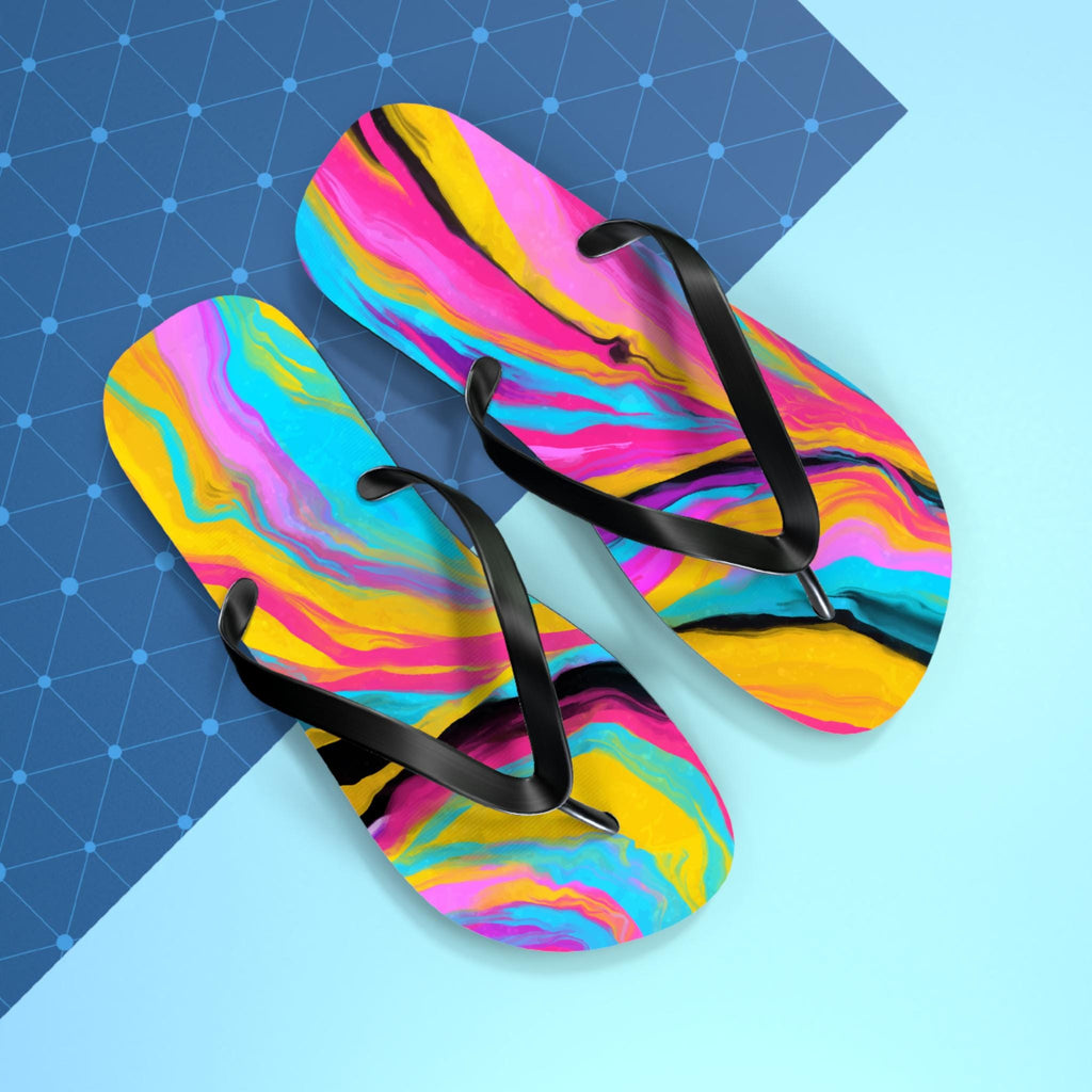 Psychedelic Flip Flops for Him Or Her Beach Sandles Flip Flops Colorful Flip Flops Trendy Design Sandals for Summer Beach & Casual Wear - A Kingdom Lifestyle